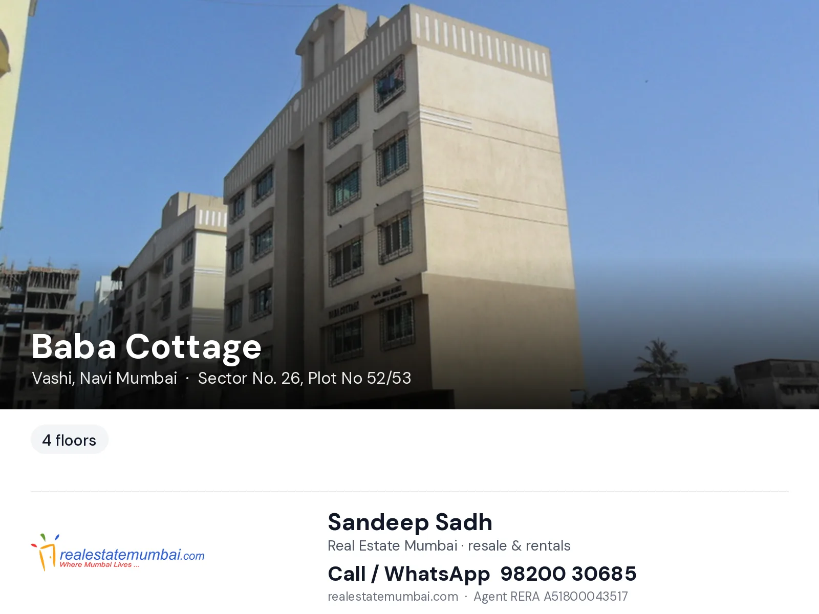 Baba Cottage, Vashi, Navi Mumbai — flats | Real Estate Mumbai, Sandeep Sadh 98200 30685