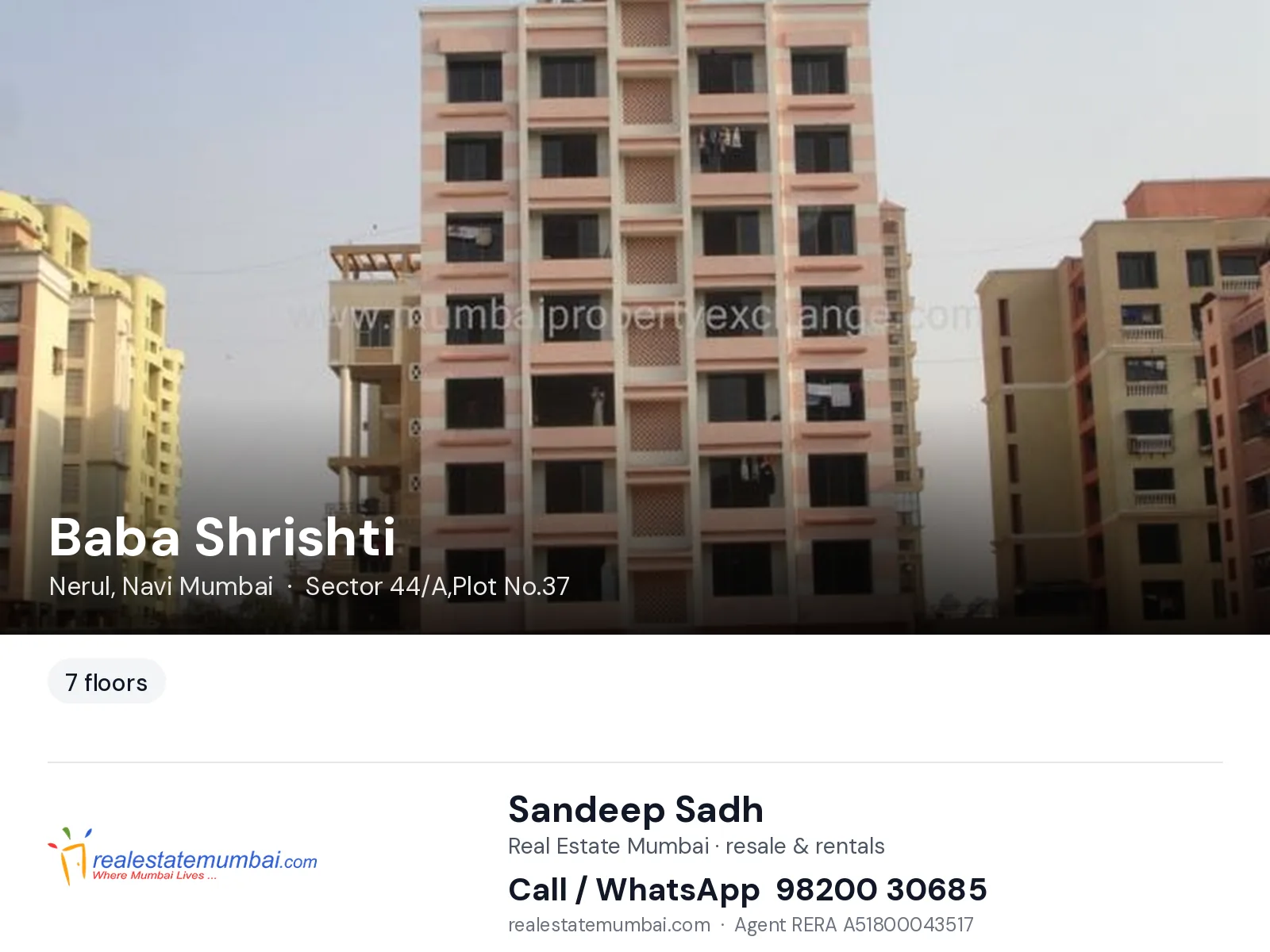 Baba Shrishti, Nerul, Navi Mumbai — flats | Real Estate Mumbai, Sandeep Sadh 98200 30685