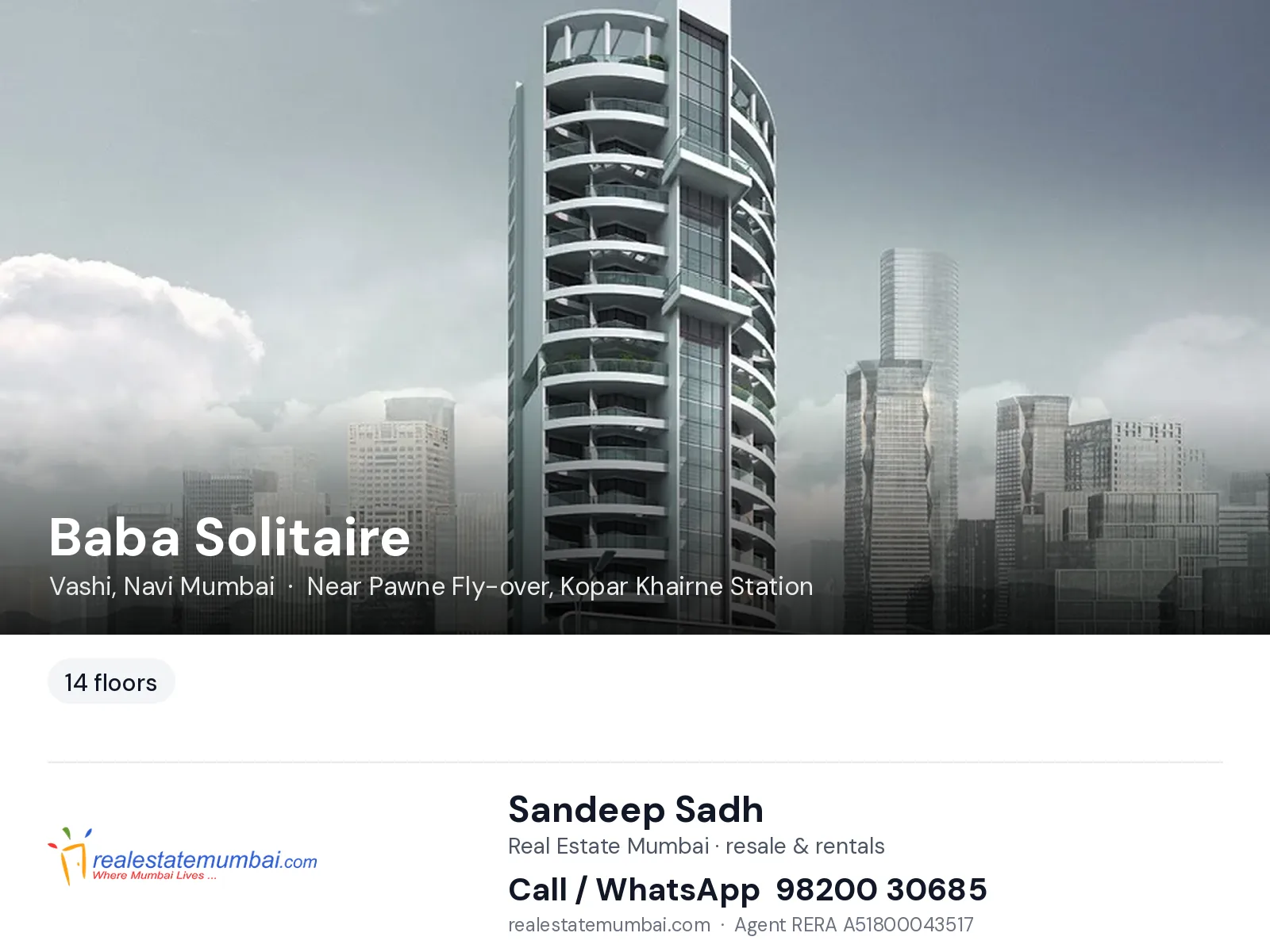 Baba Solitaire, Vashi, Navi Mumbai — flats | Real Estate Mumbai, Sandeep Sadh 98200 30685