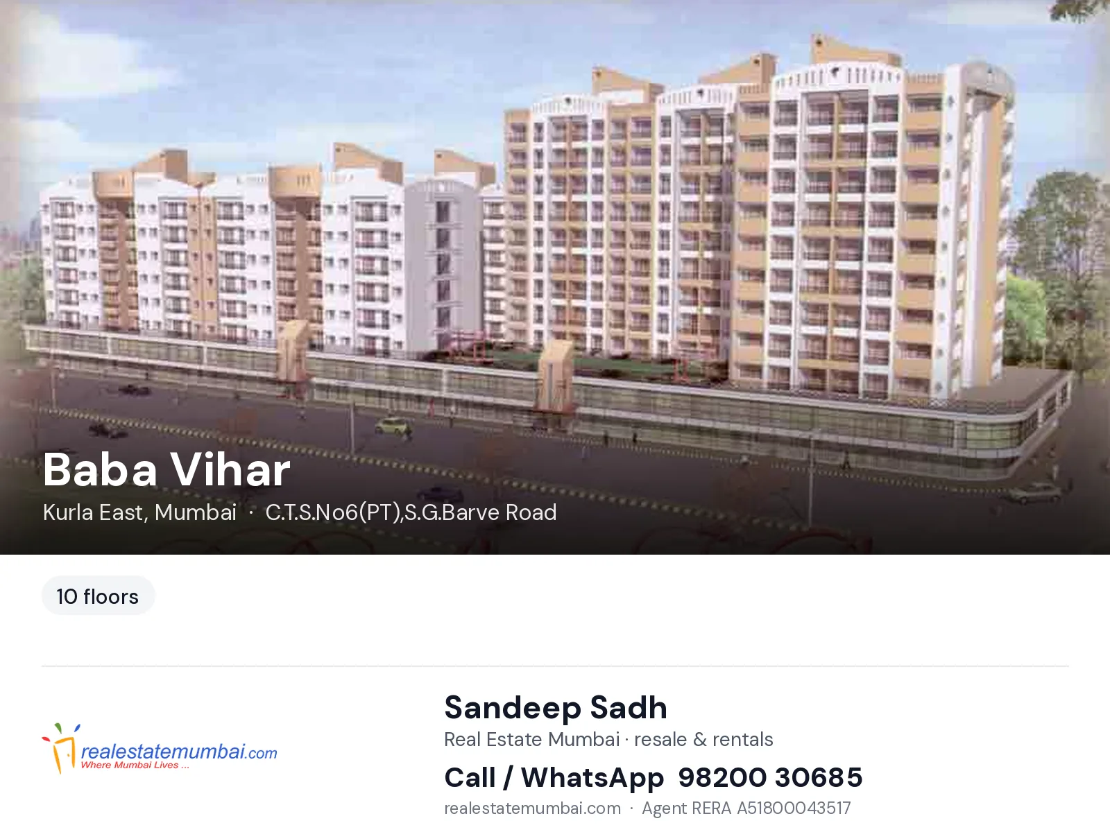 Baba Vihar, Kurla East, Mumbai — flats | Real Estate Mumbai, Sandeep Sadh 98200 30685