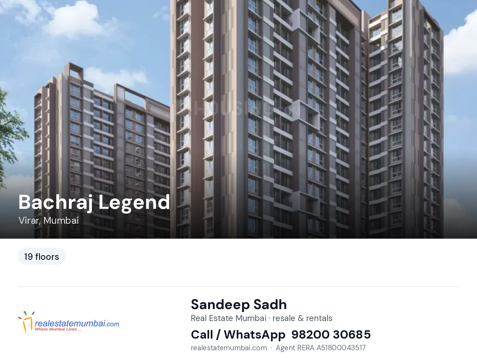 Bachraj Legend, Virar, Mumbai — flats | Real Estate Mumbai, Sandeep Sadh 98200 30685