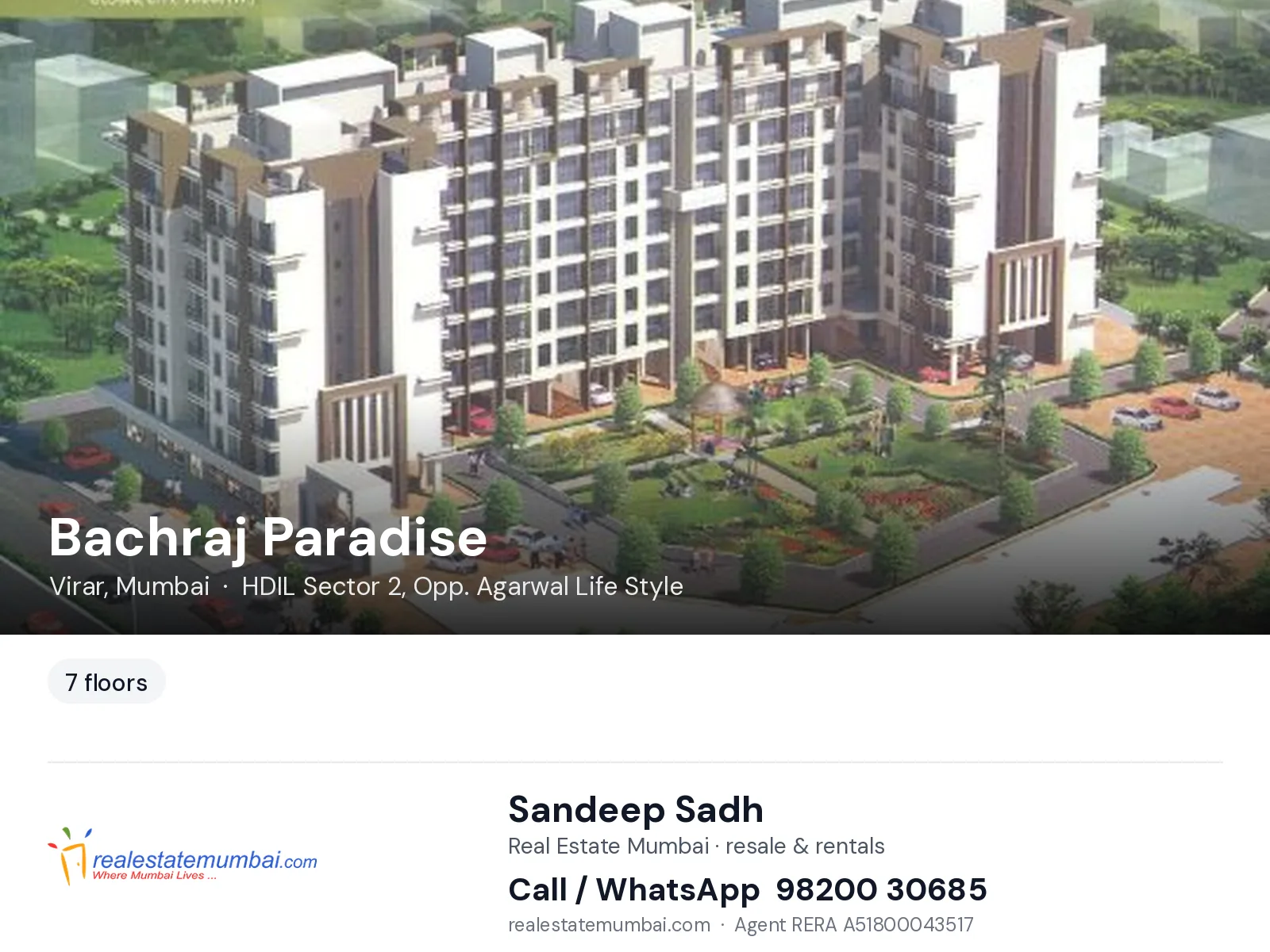 Bachraj Paradise, Virar, Mumbai — flats | Real Estate Mumbai, Sandeep Sadh 98200 30685