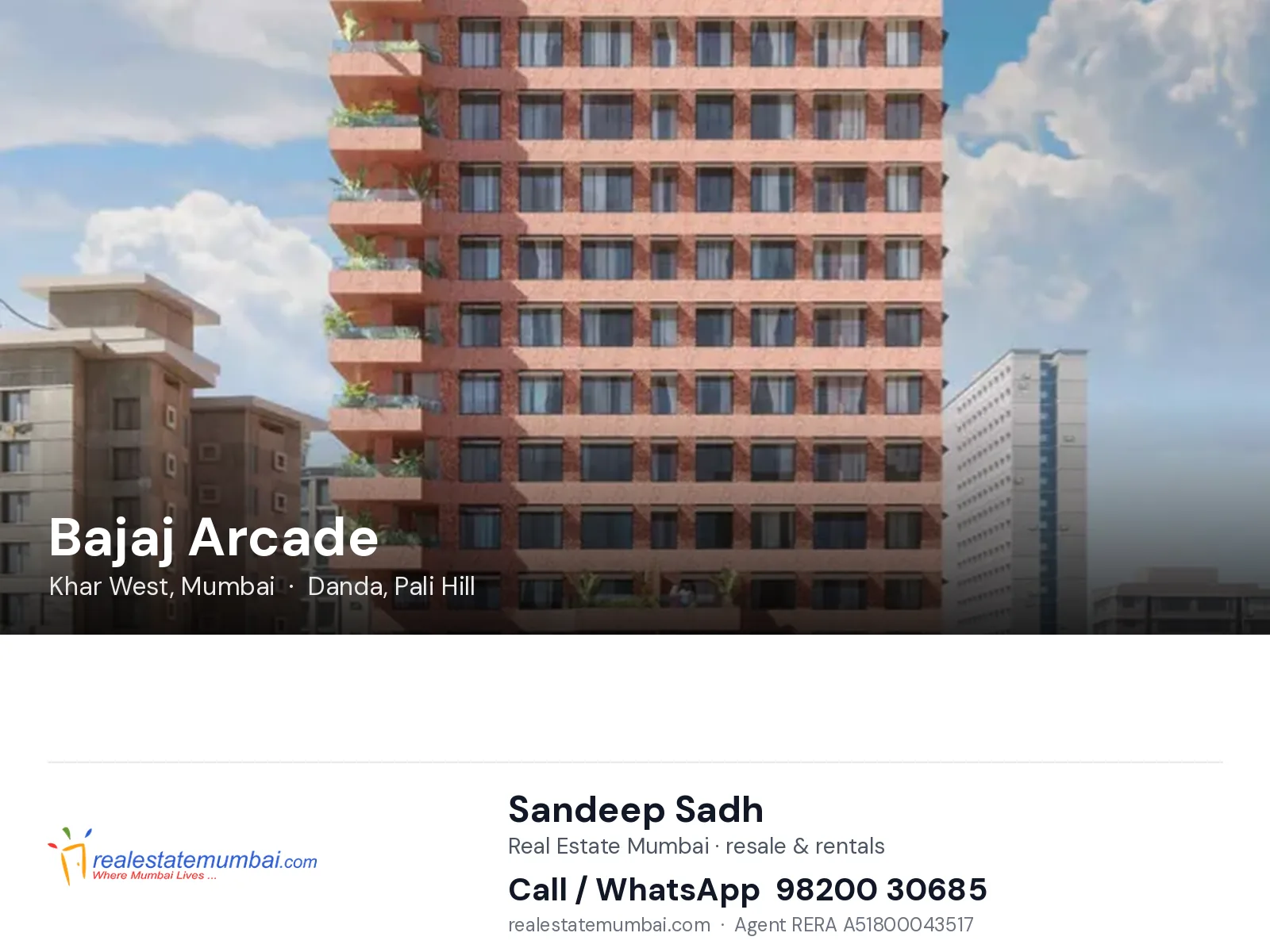 Bajaj Arcade, Khar West, Mumbai — flats | Real Estate Mumbai, Sandeep Sadh 98200 30685