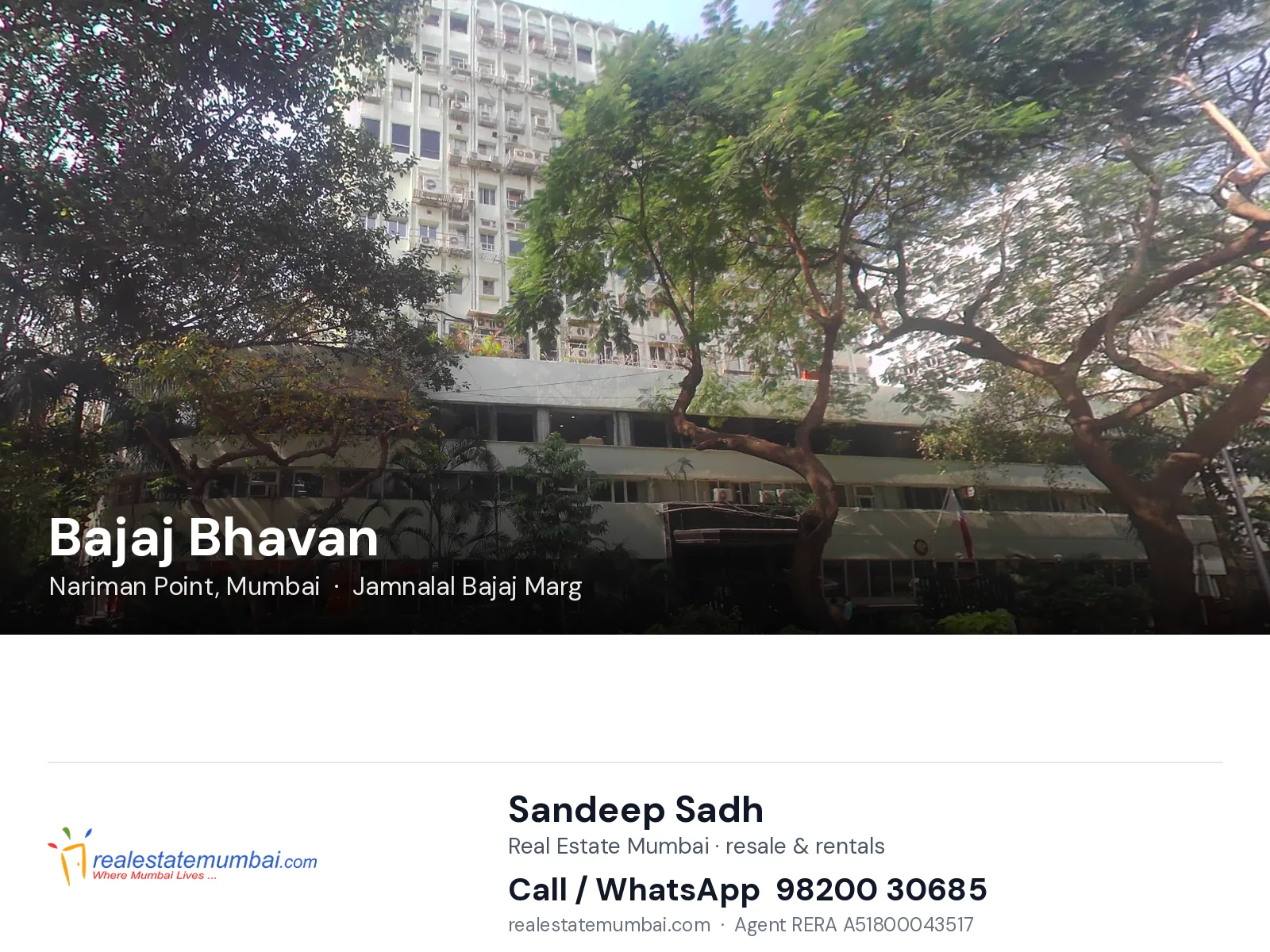 Bajaj Bhavan, Nariman Point, Mumbai — flats | Real Estate Mumbai, Sandeep Sadh 98200 30685