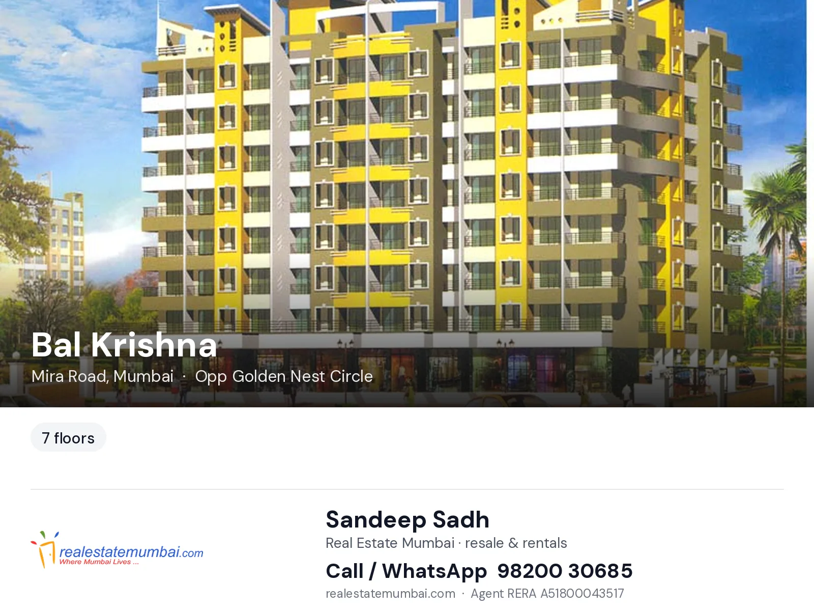 Bal Krishna, Mira Road, Mumbai — flats | Real Estate Mumbai, Sandeep Sadh 98200 30685