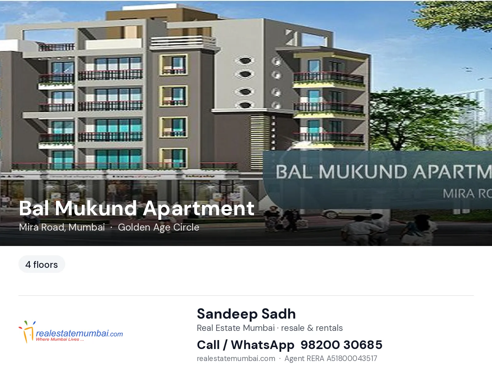 Bal Mukund Apartment, Mira Road, Mumbai — flats | Real Estate Mumbai, Sandeep Sadh 98200 30685