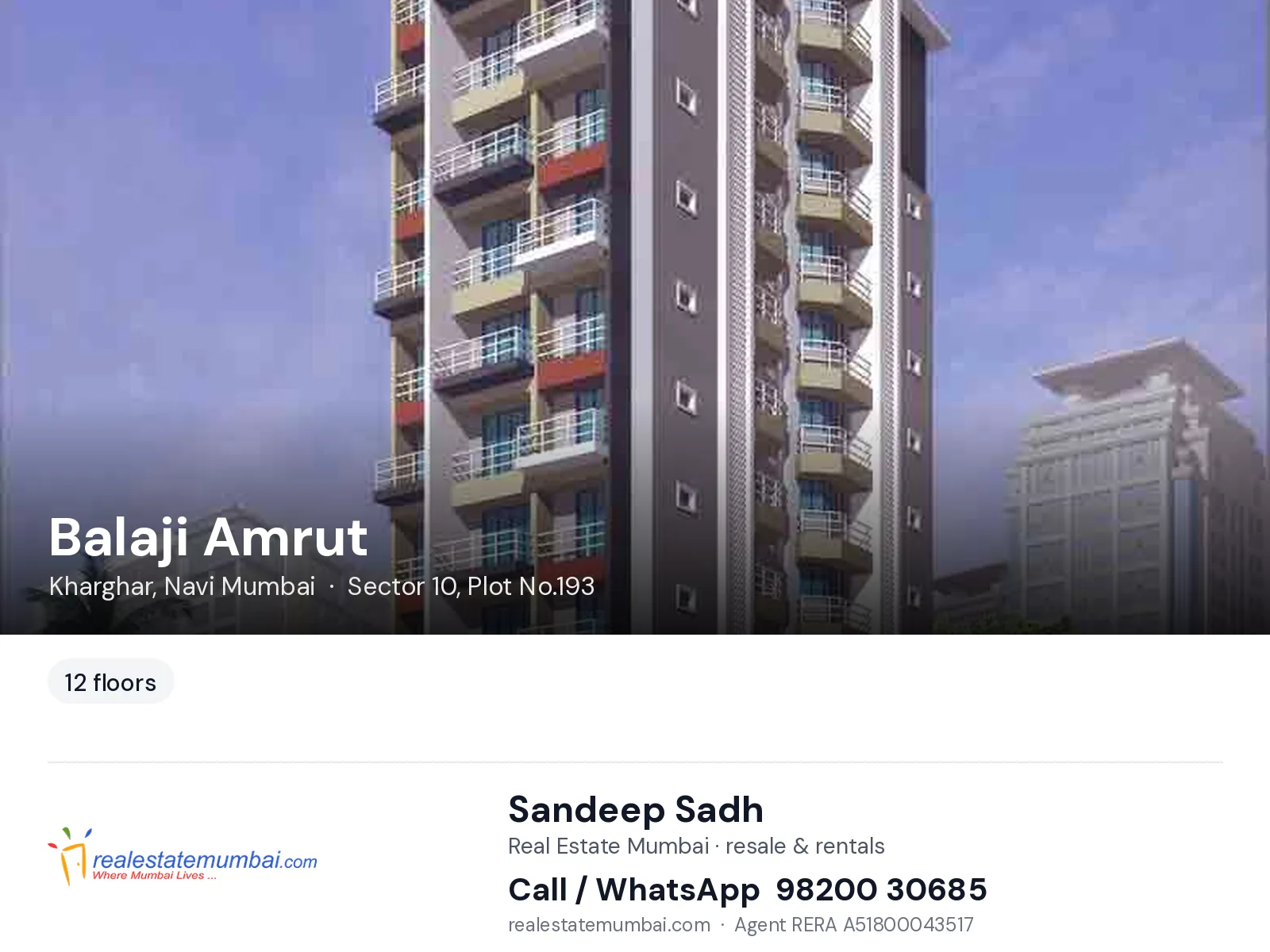 Balaji Amrut, Kharghar, Navi Mumbai — flats | Real Estate Mumbai, Sandeep Sadh 98200 30685