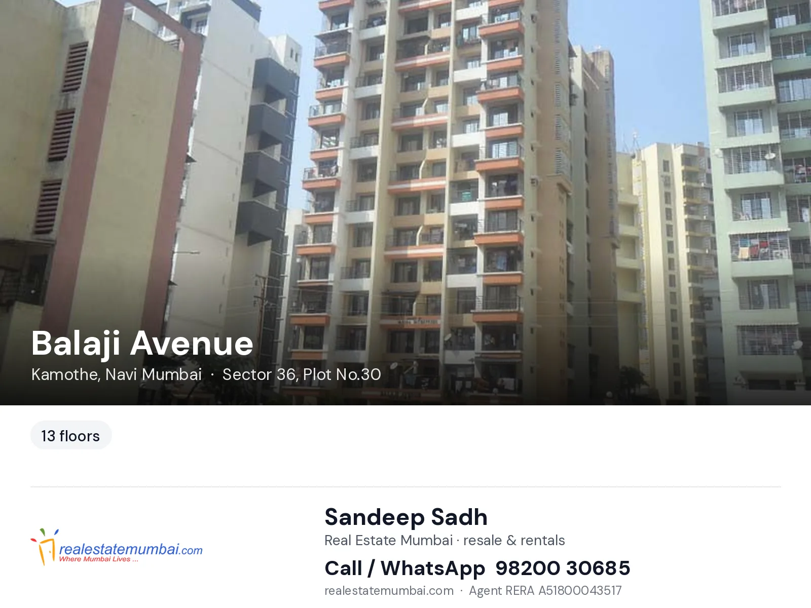 Balaji Avenue, Kamothe, Navi Mumbai — flats | Real Estate Mumbai, Sandeep Sadh 98200 30685