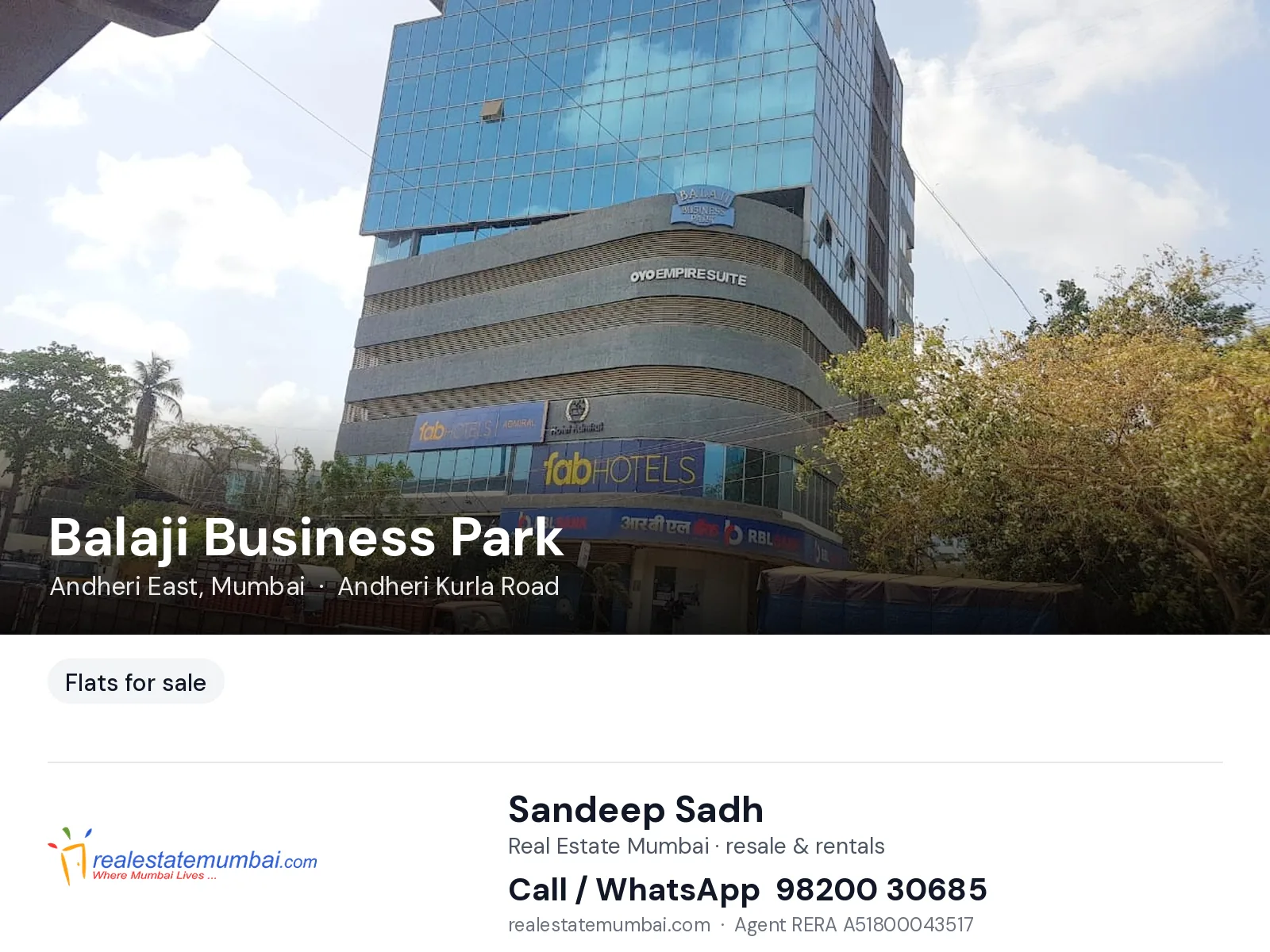 Balaji Business Park, Andheri East, Mumbai — flats for sale | Real Estate Mumbai, Sandeep Sadh 98200 30685
