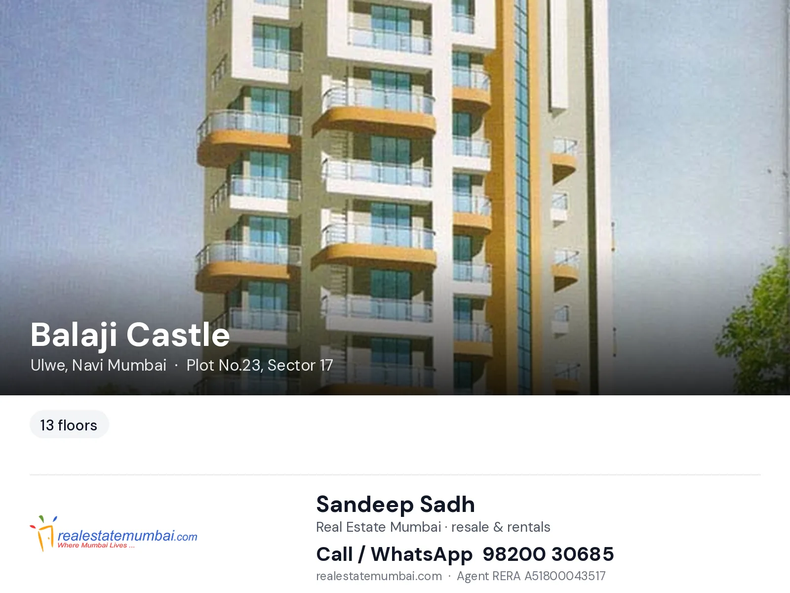 Balaji Castle, Ulwe, Navi Mumbai — flats | Real Estate Mumbai, Sandeep Sadh 98200 30685