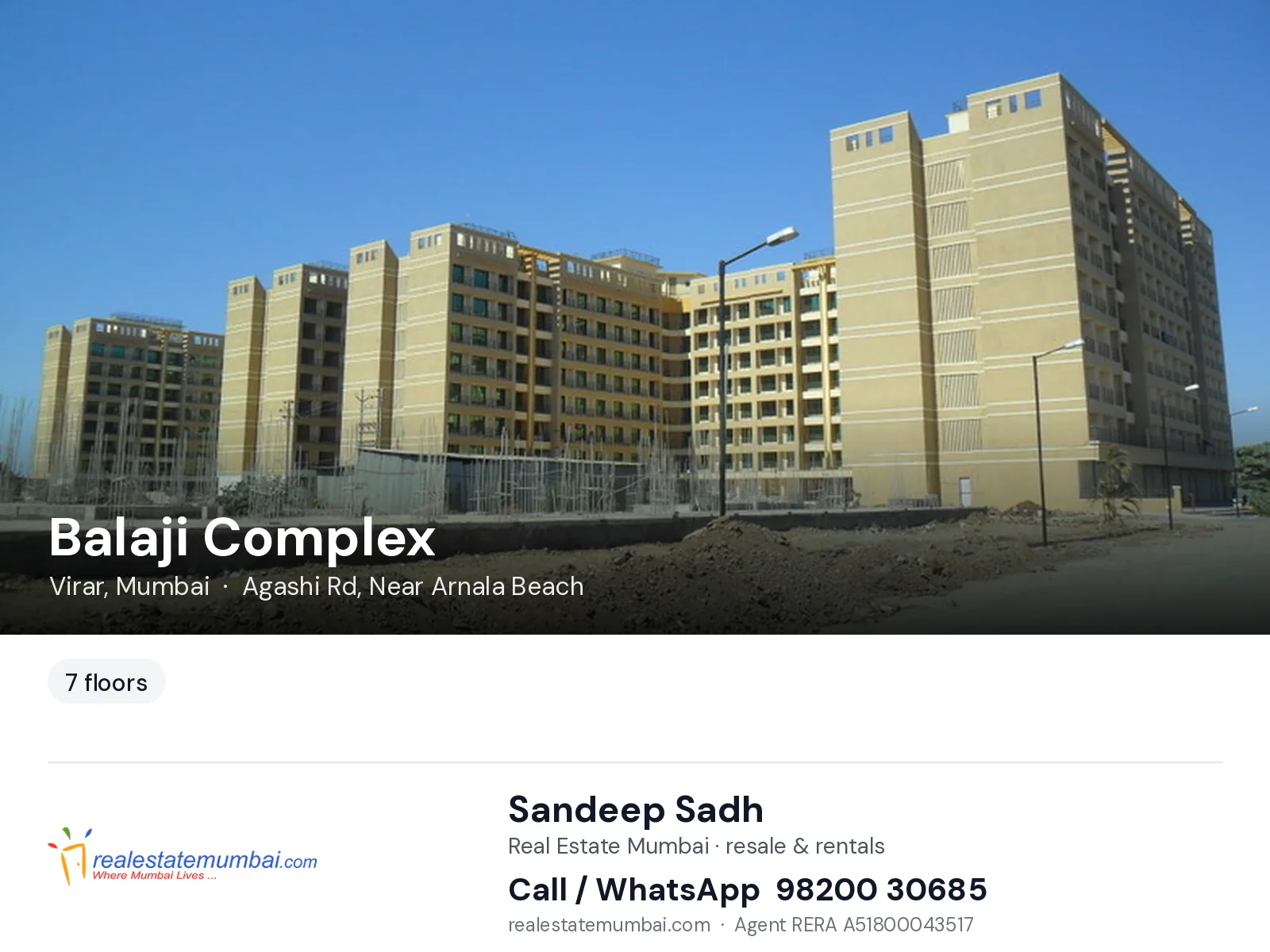 Balaji Complex, Virar, Mumbai — flats | Real Estate Mumbai, Sandeep Sadh 98200 30685