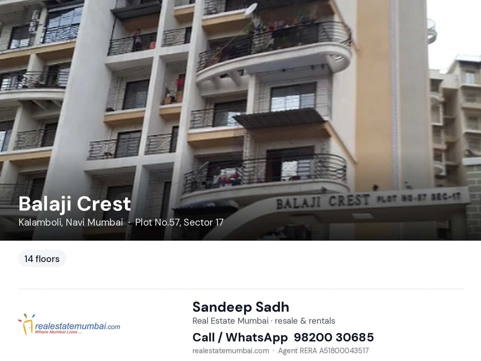 Balaji Crest, Kalamboli, Navi Mumbai — flats | Real Estate Mumbai, Sandeep Sadh 98200 30685