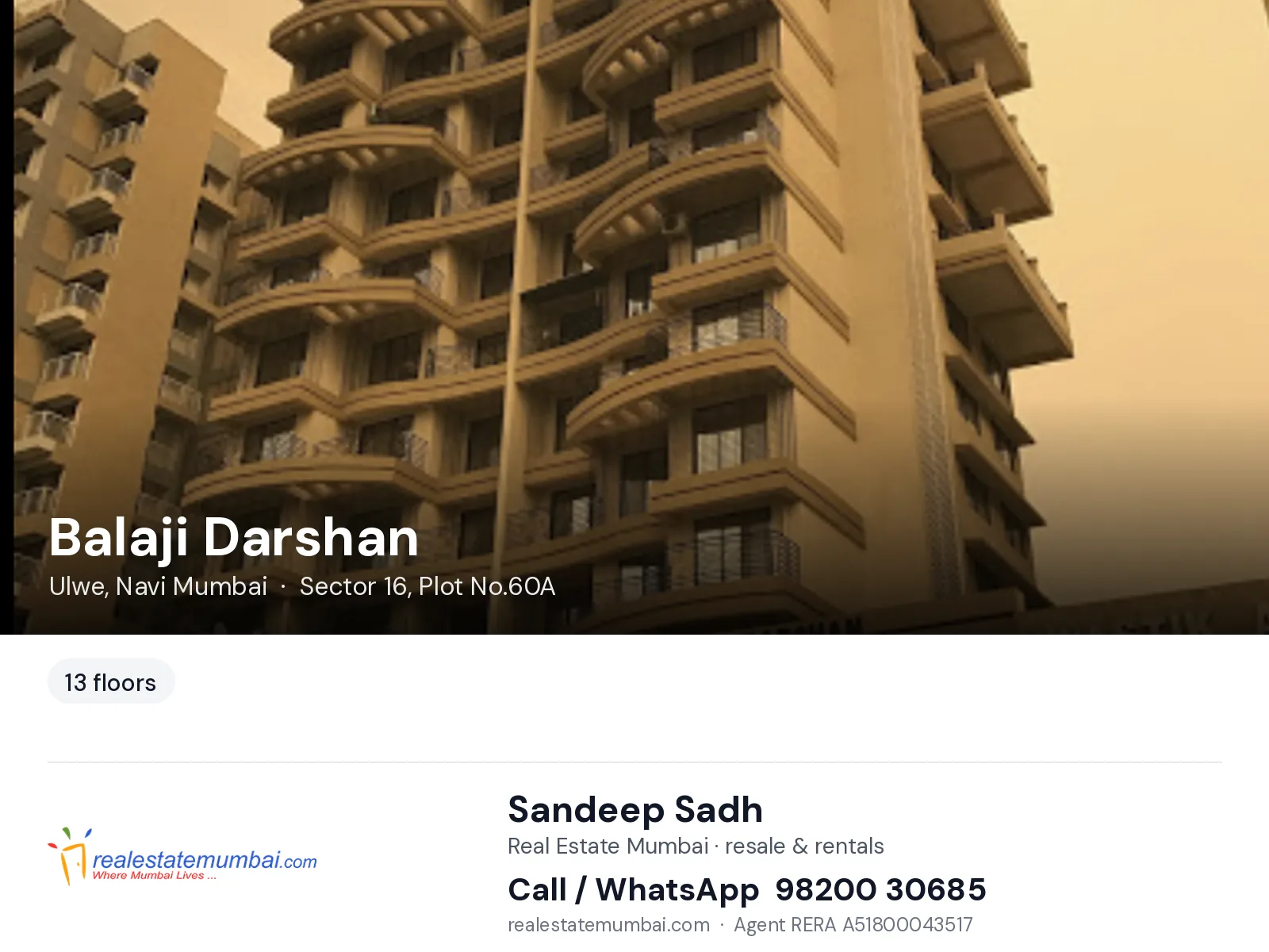 Balaji Darshan, Ulwe, Navi Mumbai — flats | Real Estate Mumbai, Sandeep Sadh 98200 30685