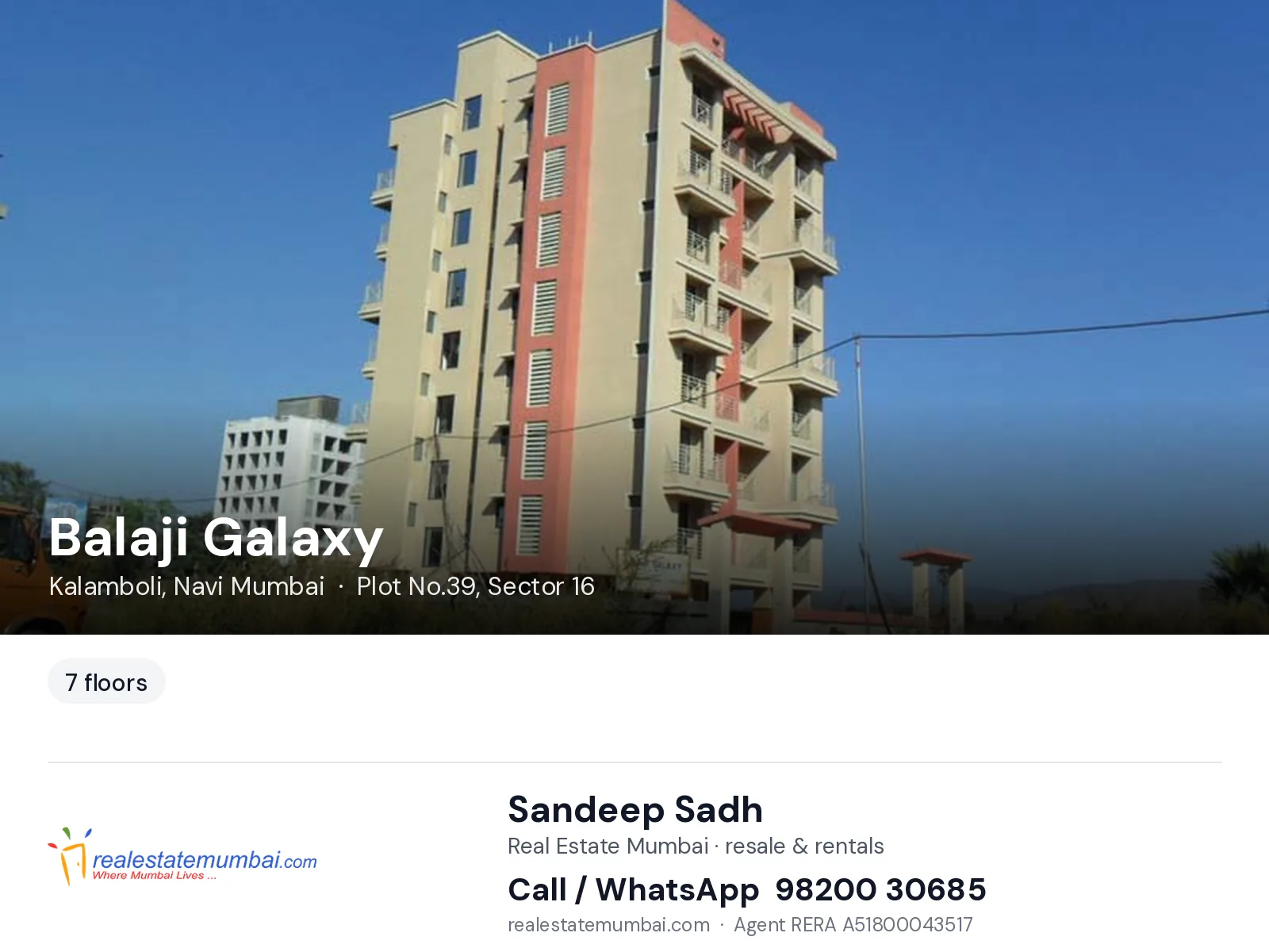 Balaji Galaxy, Kalamboli, Navi Mumbai — flats | Real Estate Mumbai, Sandeep Sadh 98200 30685