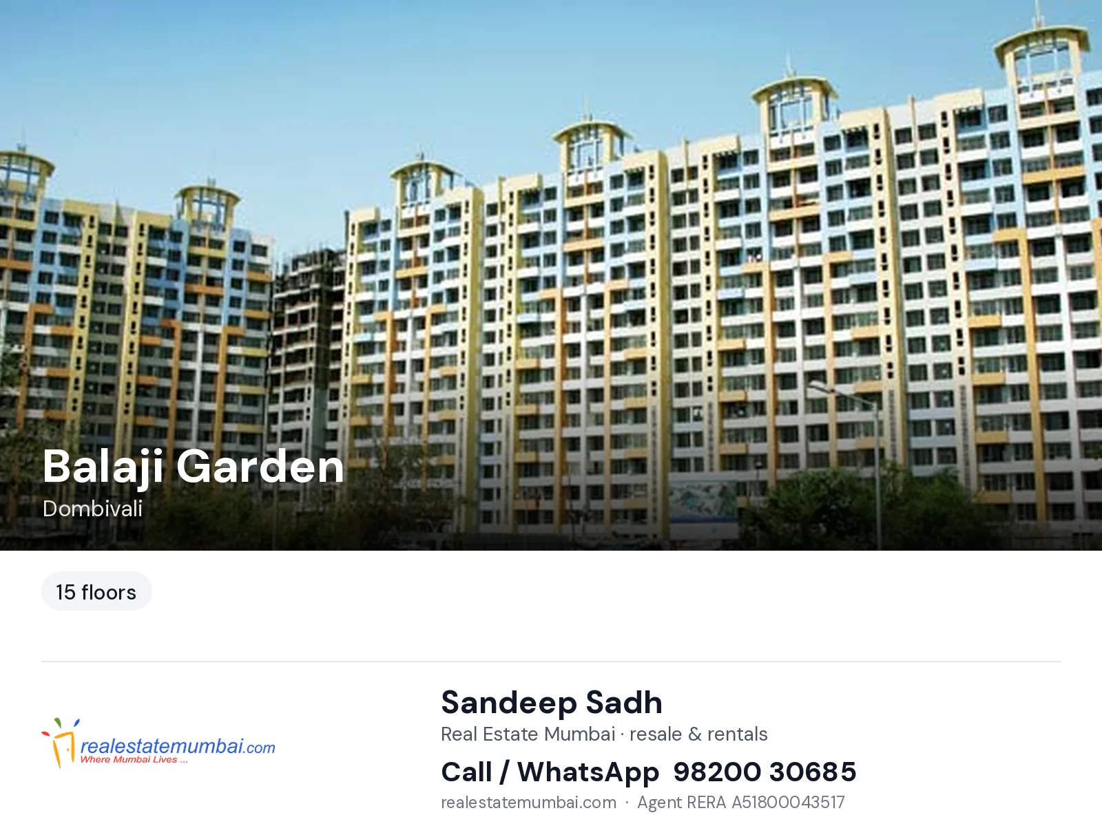 Balaji Garden, Dombivali — flats | Real Estate Mumbai, Sandeep Sadh 98200 30685