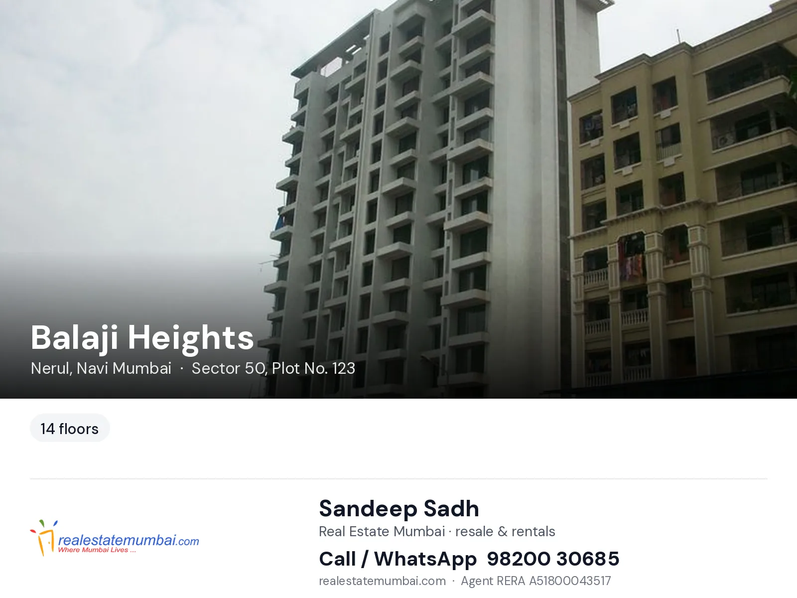 Balaji Heights, Nerul, Navi Mumbai — flats | Real Estate Mumbai, Sandeep Sadh 98200 30685