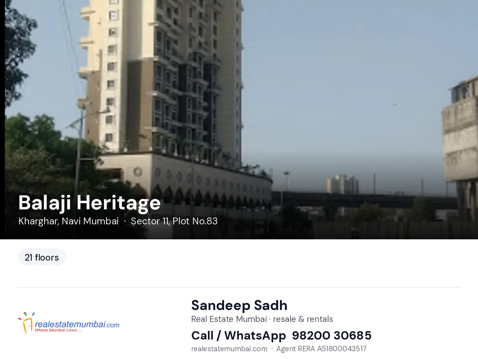 Balaji Heritage, Kharghar, Navi Mumbai — flats | Real Estate Mumbai, Sandeep Sadh 98200 30685