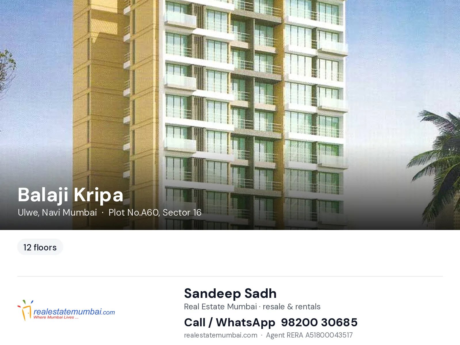 Balaji Kripa, Ulwe, Navi Mumbai — flats | Real Estate Mumbai, Sandeep Sadh 98200 30685
