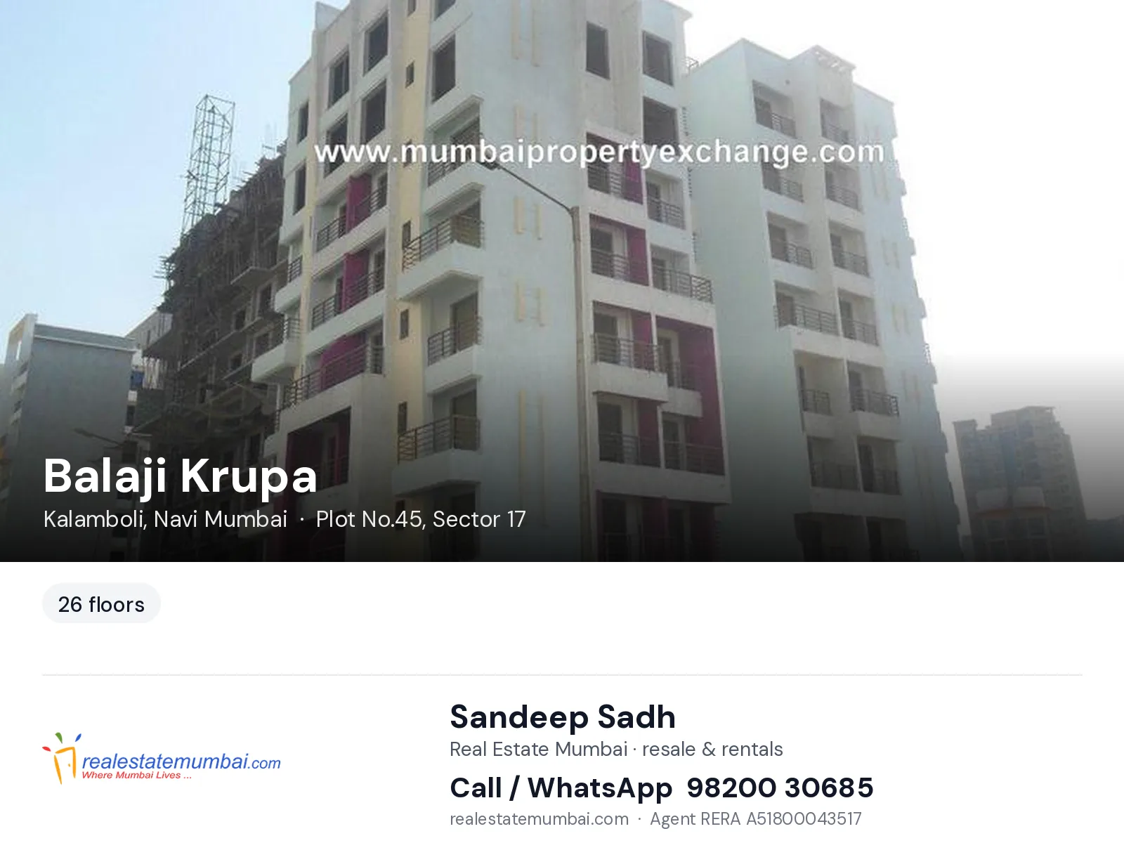 Balaji Krupa, Kalamboli, Navi Mumbai — flats | Real Estate Mumbai, Sandeep Sadh 98200 30685