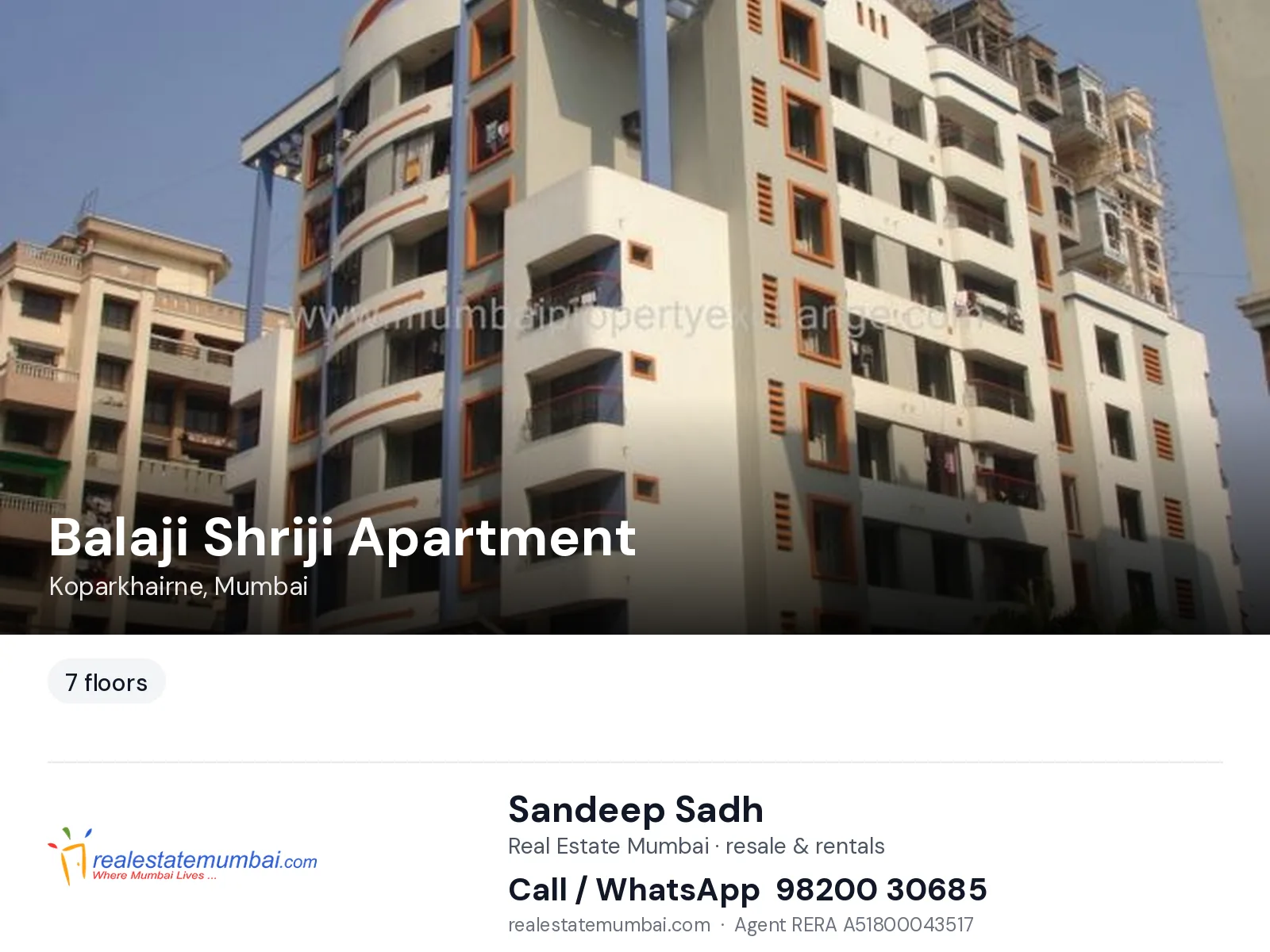 Balaji Shriji Apartment, Koparkhairne, Mumbai — flats | Real Estate Mumbai, Sandeep Sadh 98200 30685