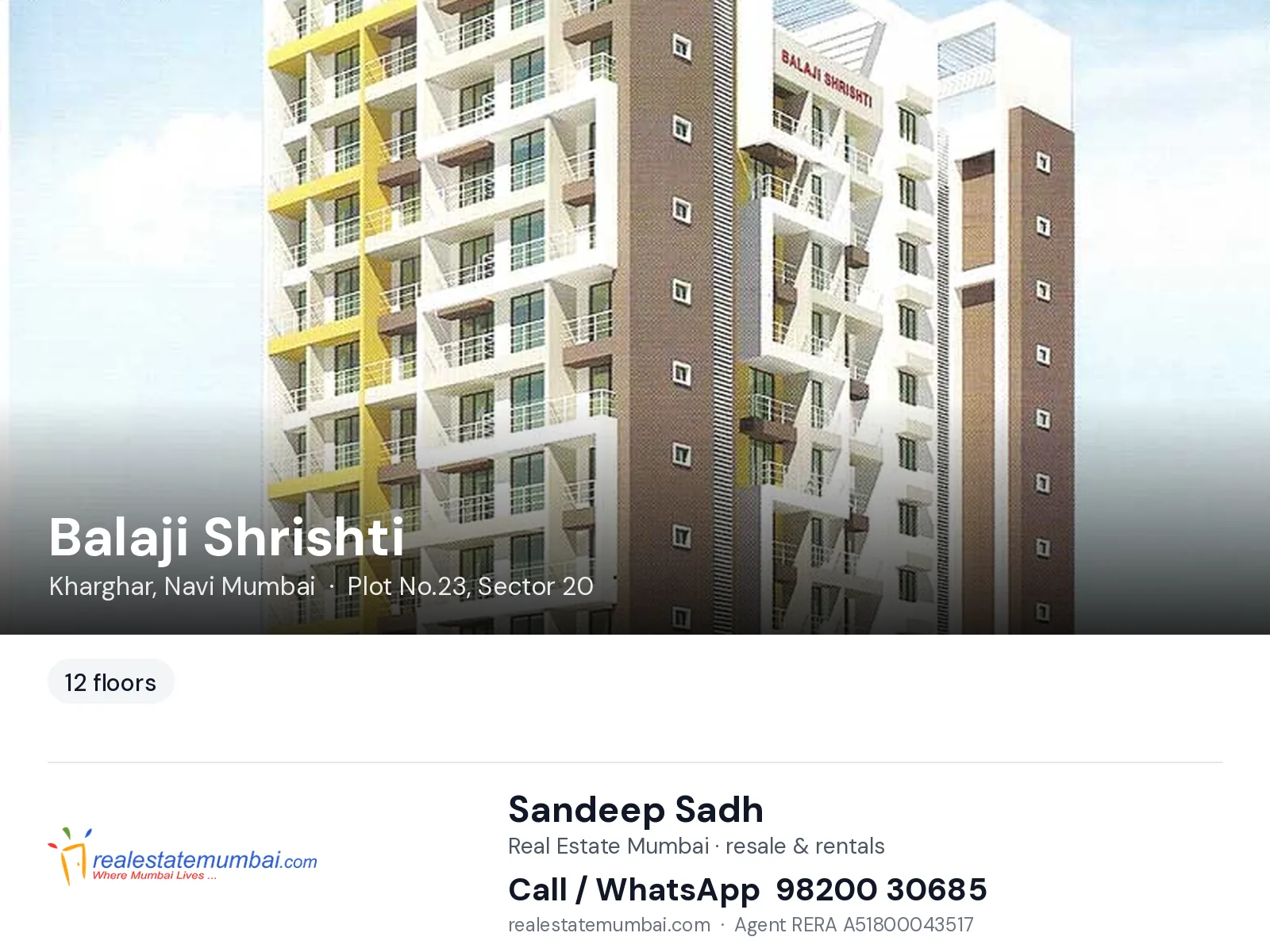 Balaji Shrishti, Kharghar, Navi Mumbai — flats | Real Estate Mumbai, Sandeep Sadh 98200 30685