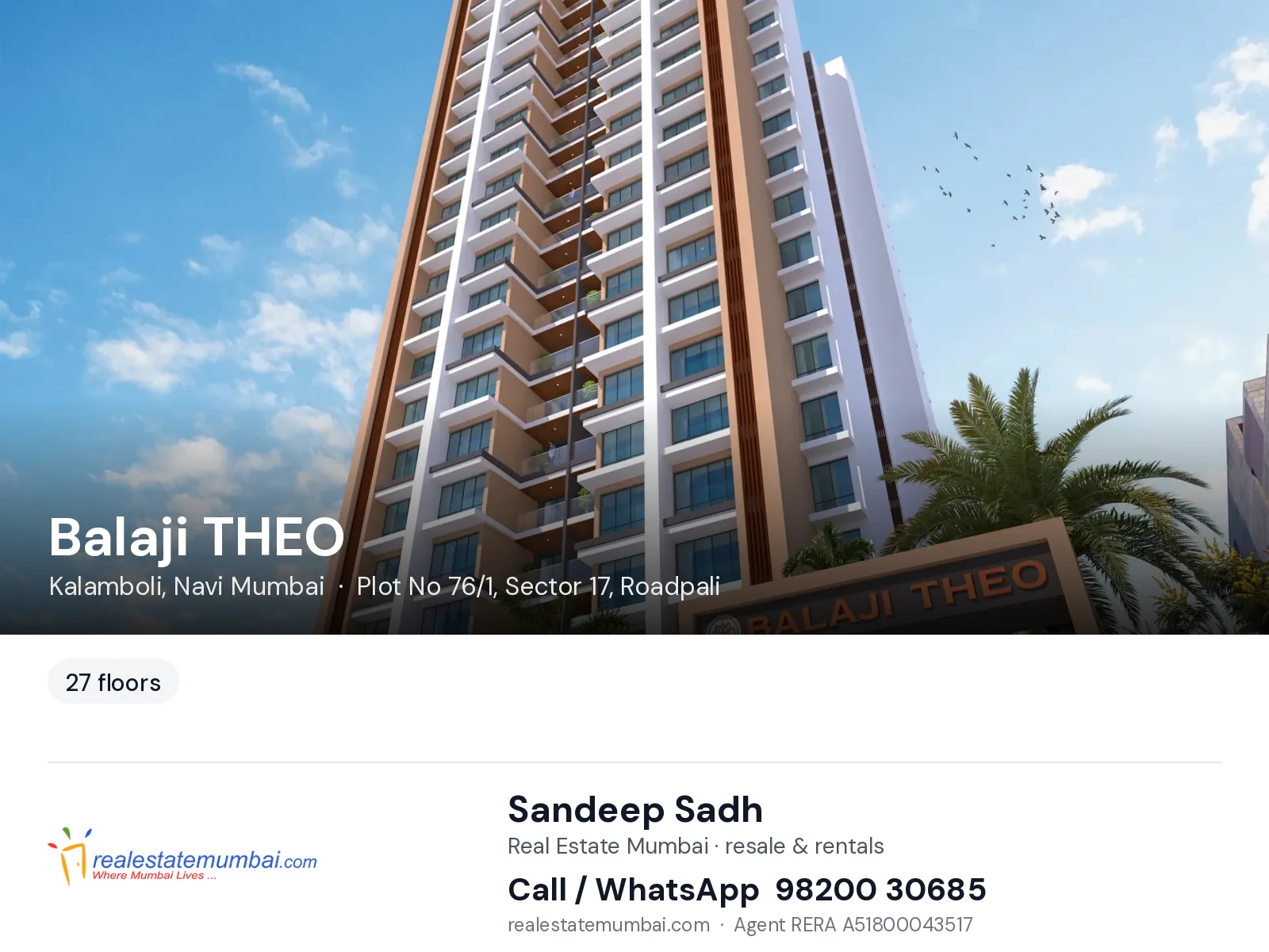 Balaji THEO, Kalamboli, Navi Mumbai — flats | Real Estate Mumbai, Sandeep Sadh 98200 30685