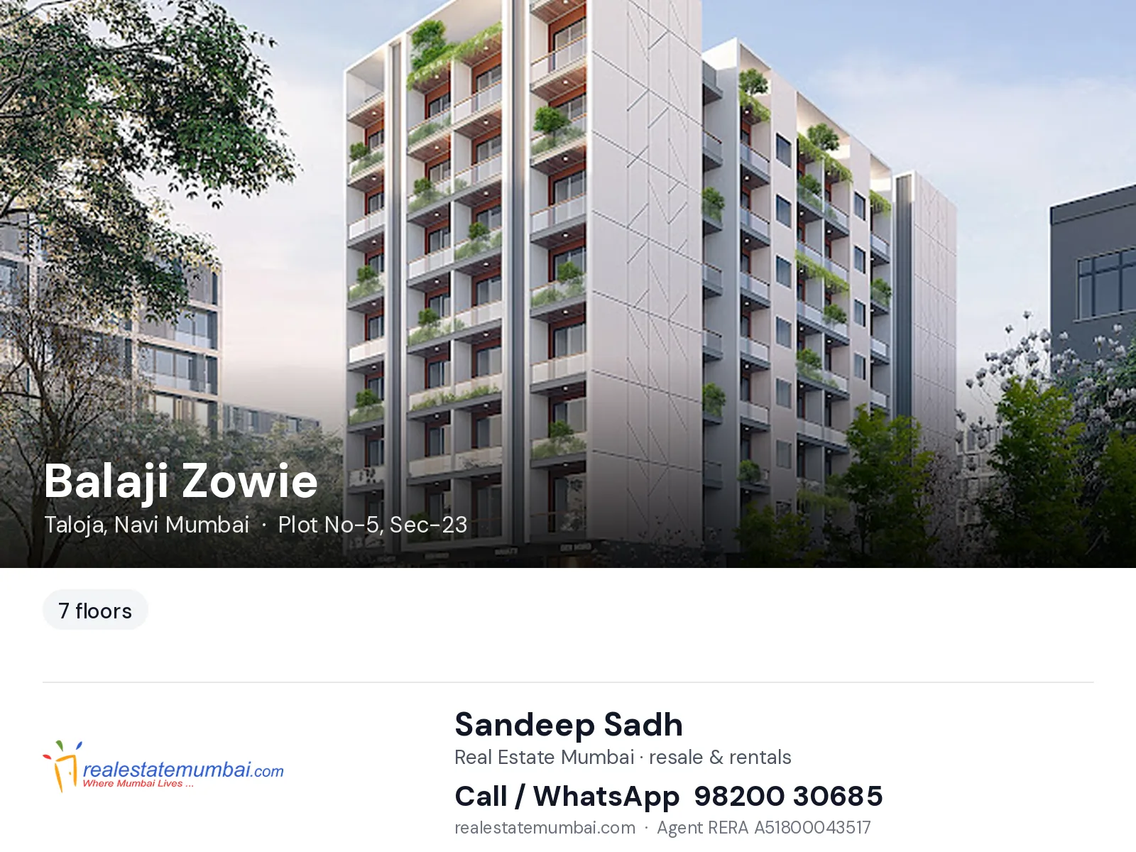 Balaji Zowie, Taloja, Navi Mumbai — flats | Real Estate Mumbai, Sandeep Sadh 98200 30685