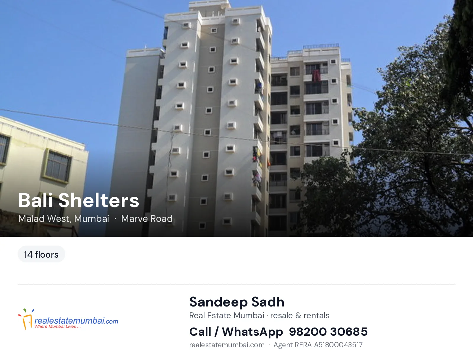 Bali Shelters, Malad West, Mumbai — flats | Real Estate Mumbai, Sandeep Sadh 98200 30685