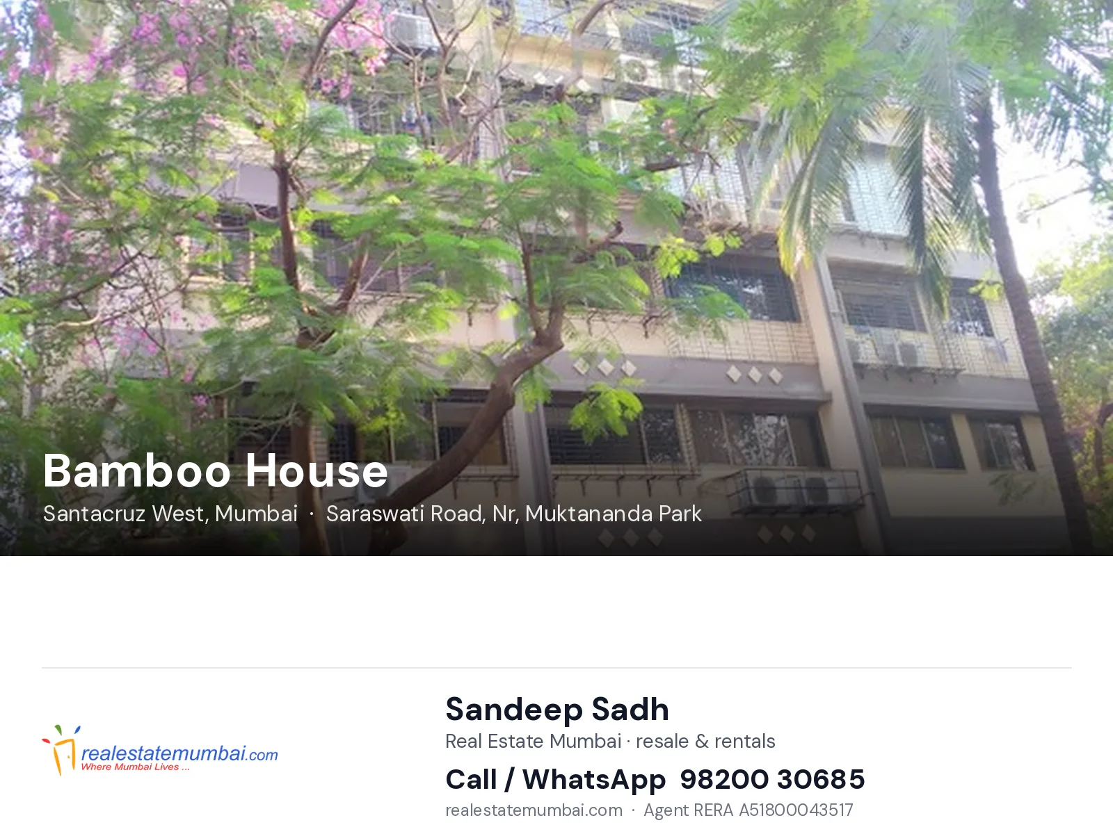 Bamboo House, Santacruz West, Mumbai — flats | Real Estate Mumbai, Sandeep Sadh 98200 30685
