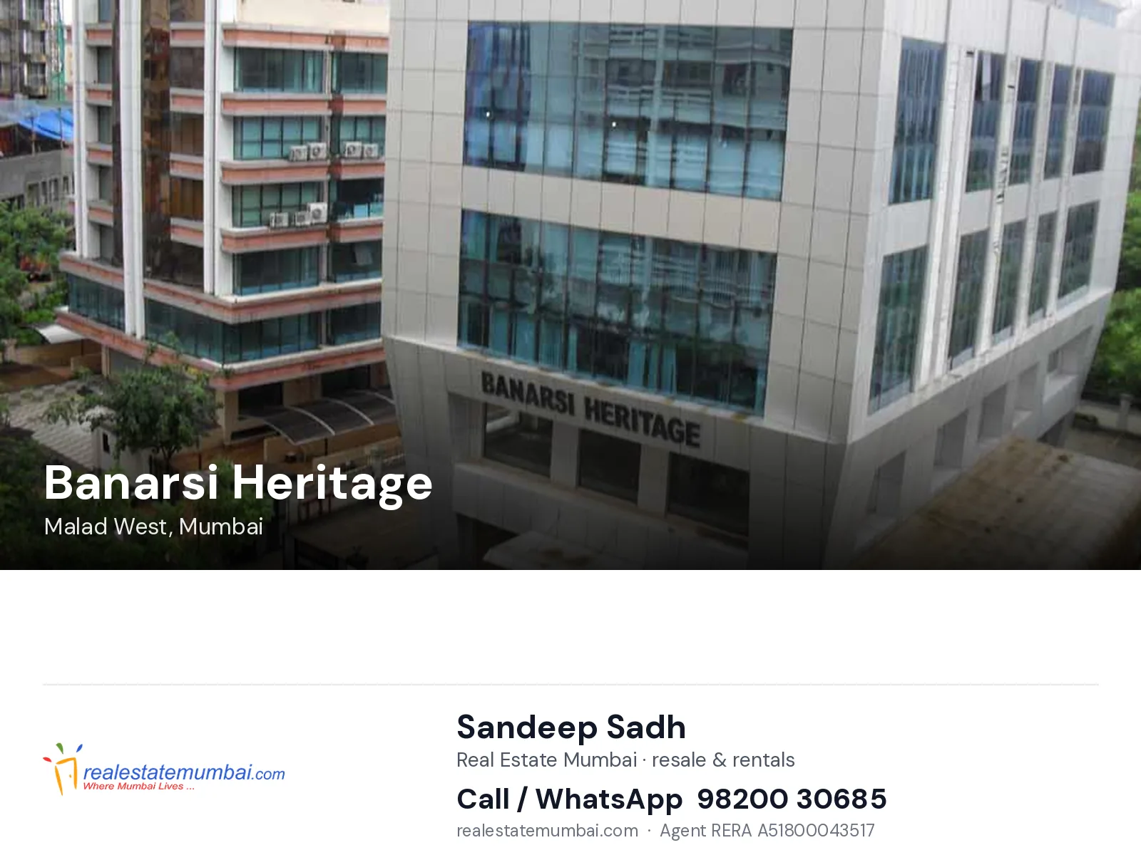 Banarsi Heritage, Malad West, Mumbai — flats | Real Estate Mumbai, Sandeep Sadh 98200 30685