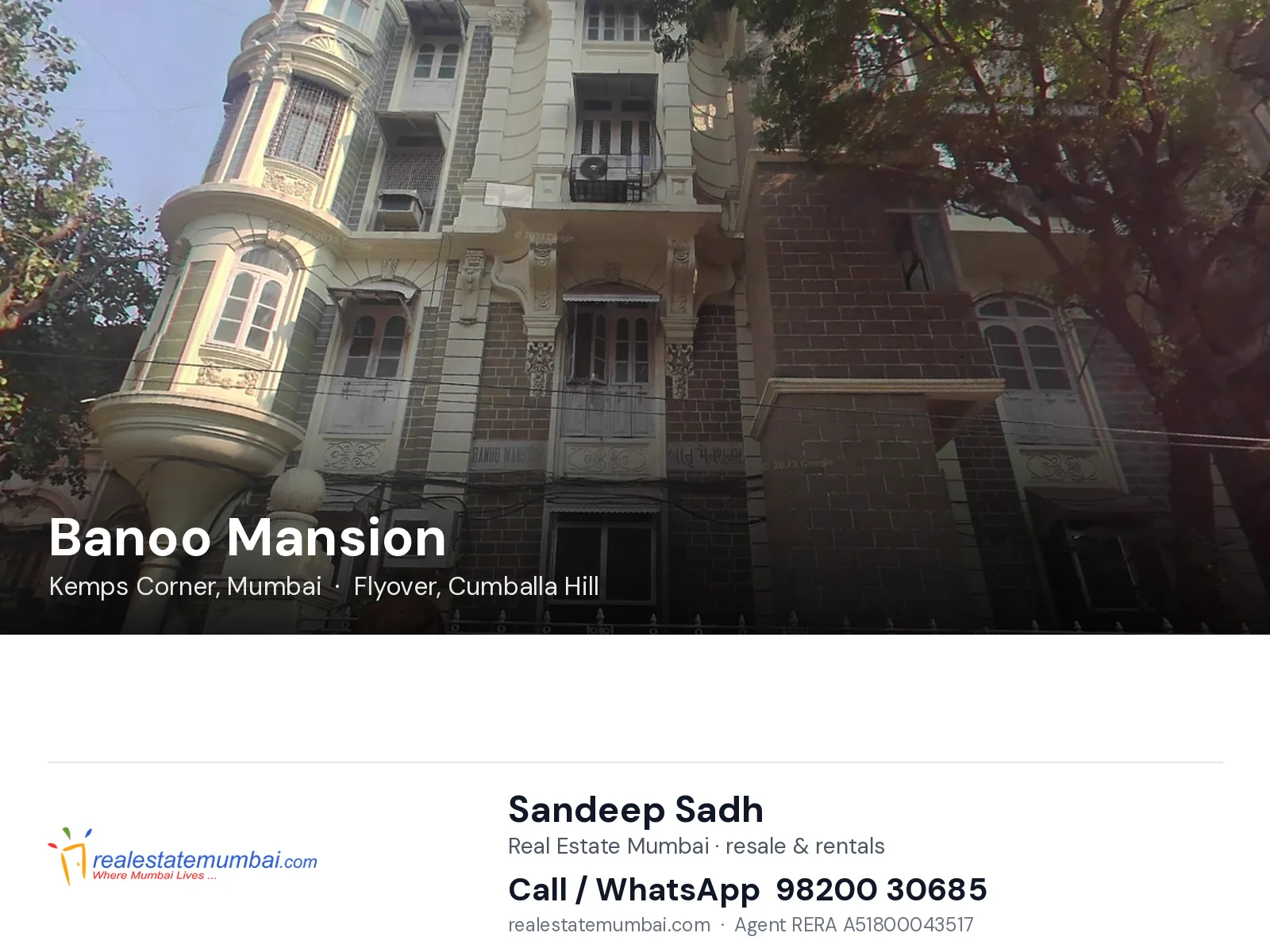 Banoo Mansion, Kemps Corner, Mumbai — flats | Real Estate Mumbai, Sandeep Sadh 98200 30685