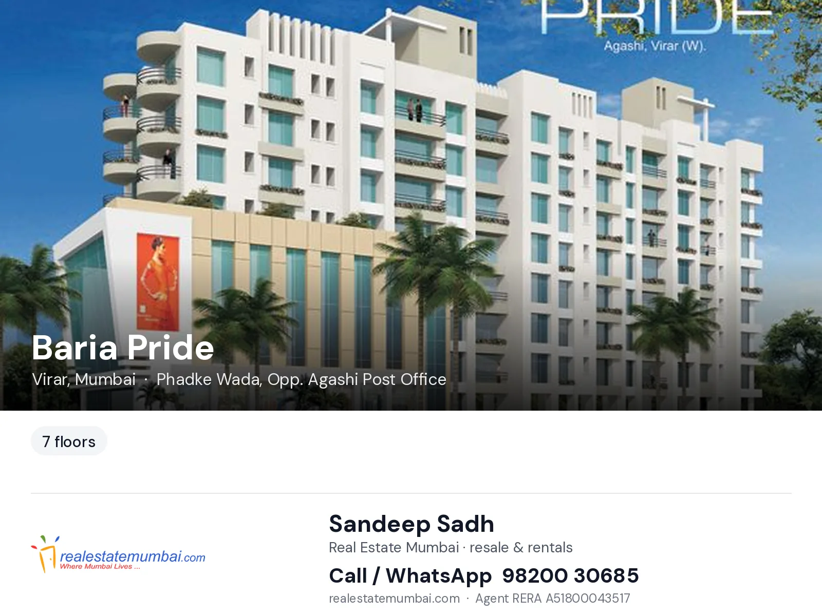 Baria Pride, Virar, Mumbai — flats | Real Estate Mumbai, Sandeep Sadh 98200 30685