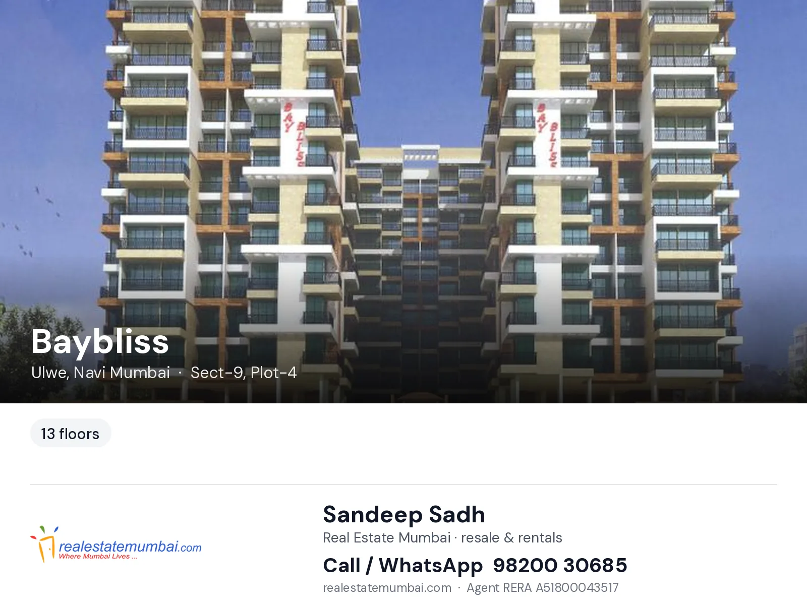 Baybliss, Ulwe, Navi Mumbai — flats | Real Estate Mumbai, Sandeep Sadh 98200 30685