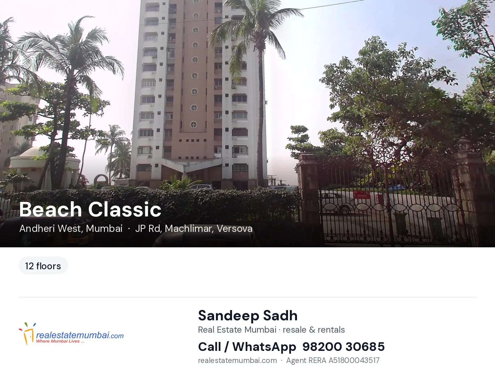 Beach Classic, Andheri West, Mumbai — flats | Real Estate Mumbai, Sandeep Sadh 98200 30685