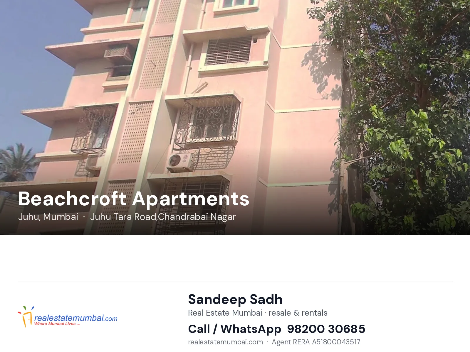 Beachcroft Apartments, Juhu, Mumbai — flats | Real Estate Mumbai, Sandeep Sadh 98200 30685