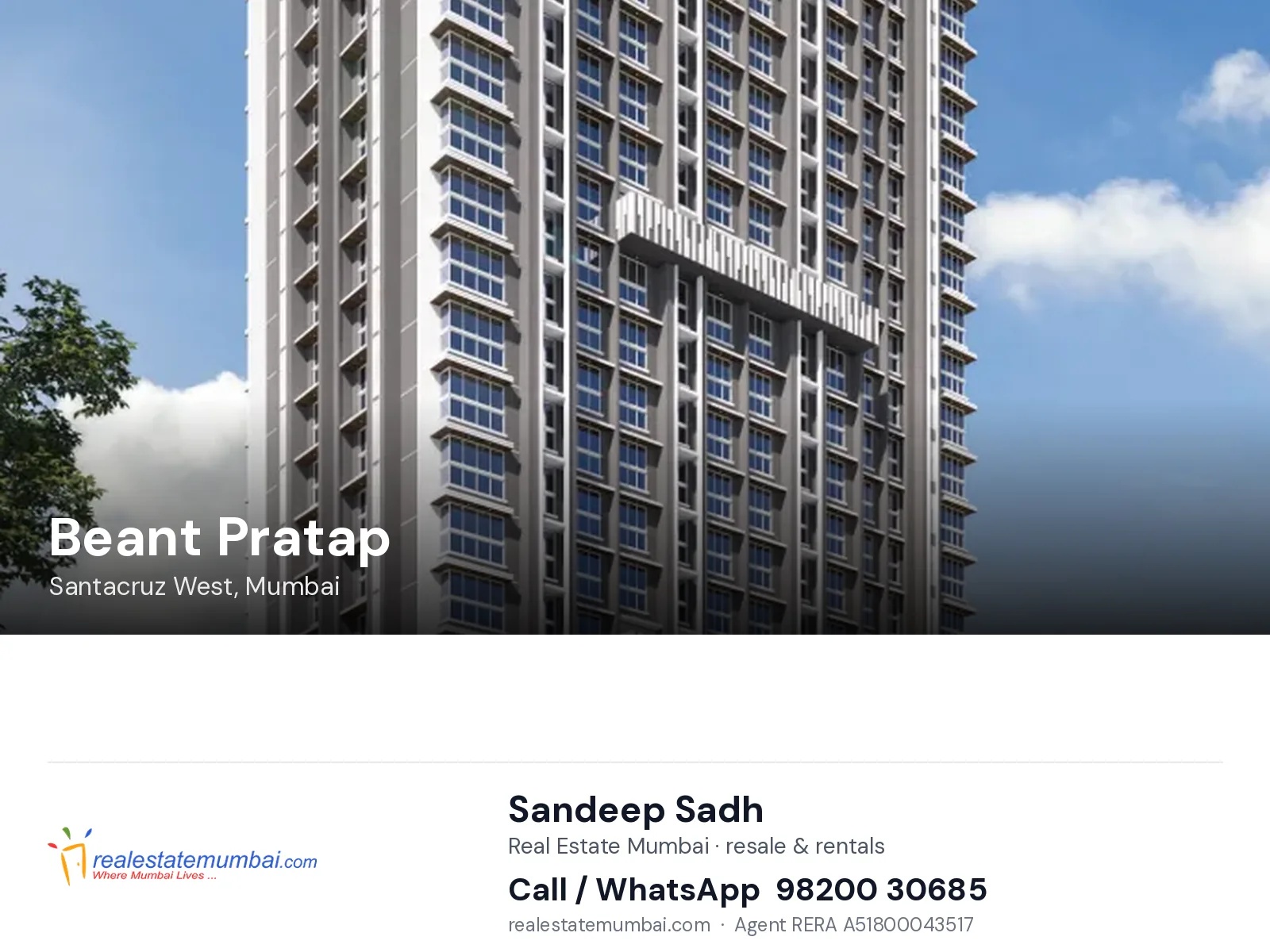 Beant Pratap, Santacruz West, Mumbai — flats | Real Estate Mumbai, Sandeep Sadh 98200 30685