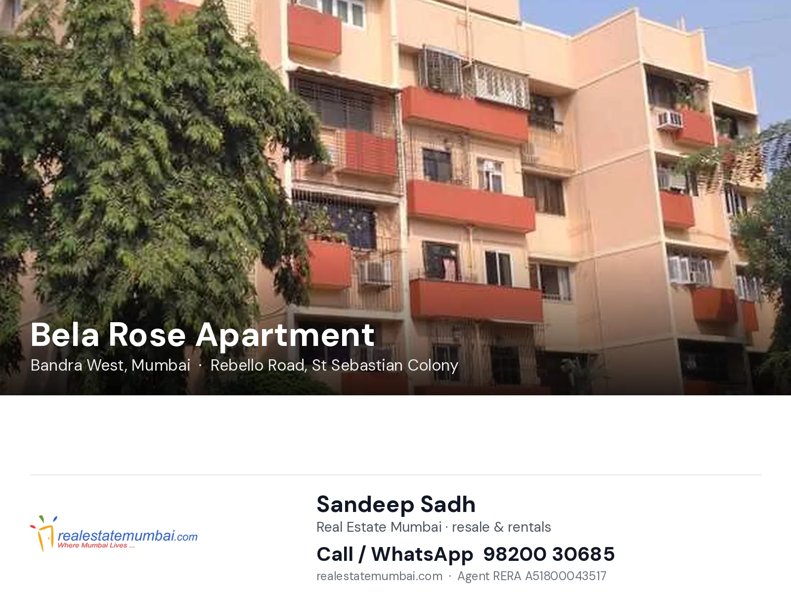 Bela Rose Apartment, Bandra West, Mumbai — flats | Real Estate Mumbai, Sandeep Sadh 98200 30685
