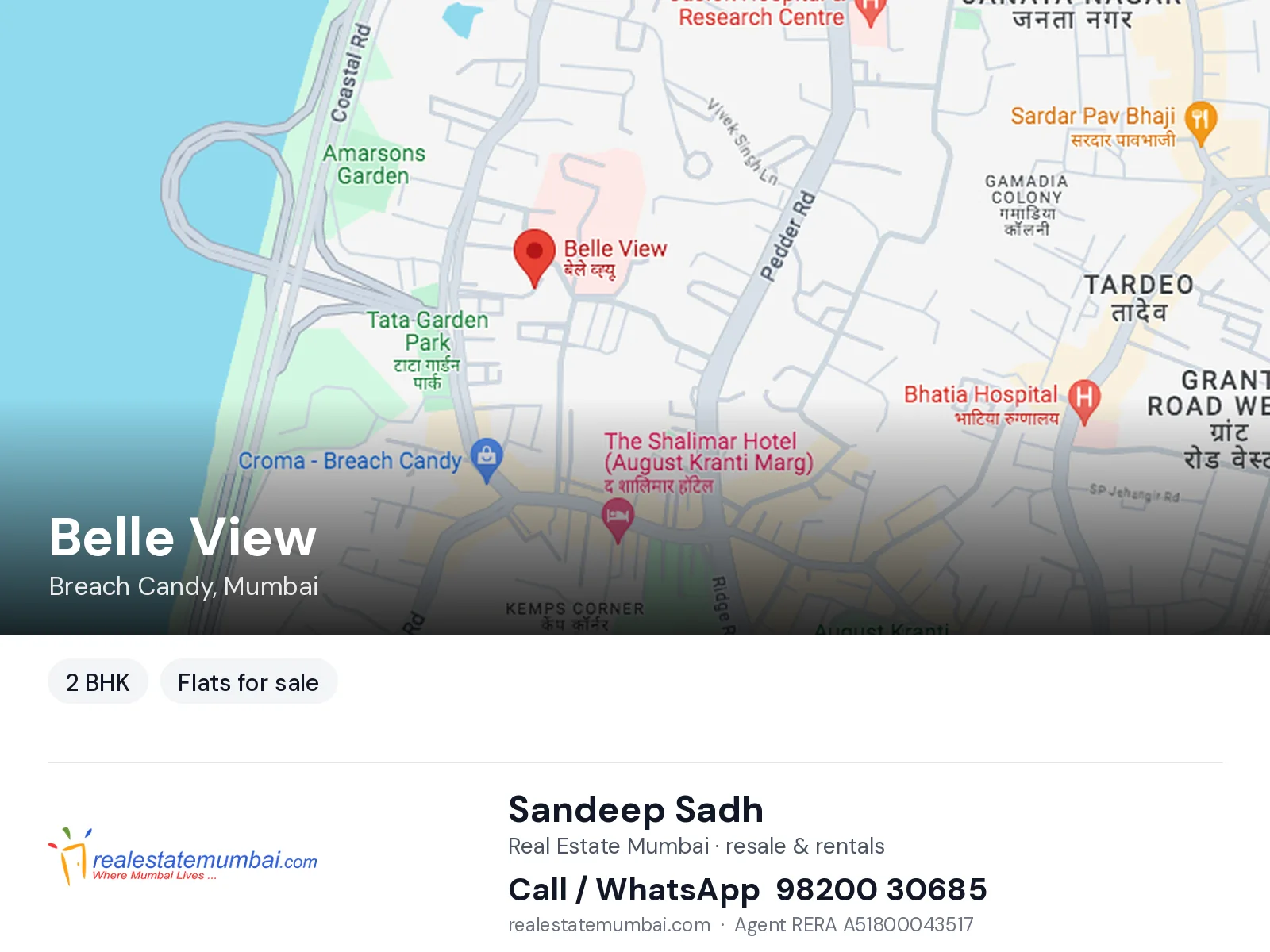 Belle View, Breach Candy, Mumbai — 2 BHK flats for sale | Real Estate Mumbai, Sandeep Sadh 98200 30685