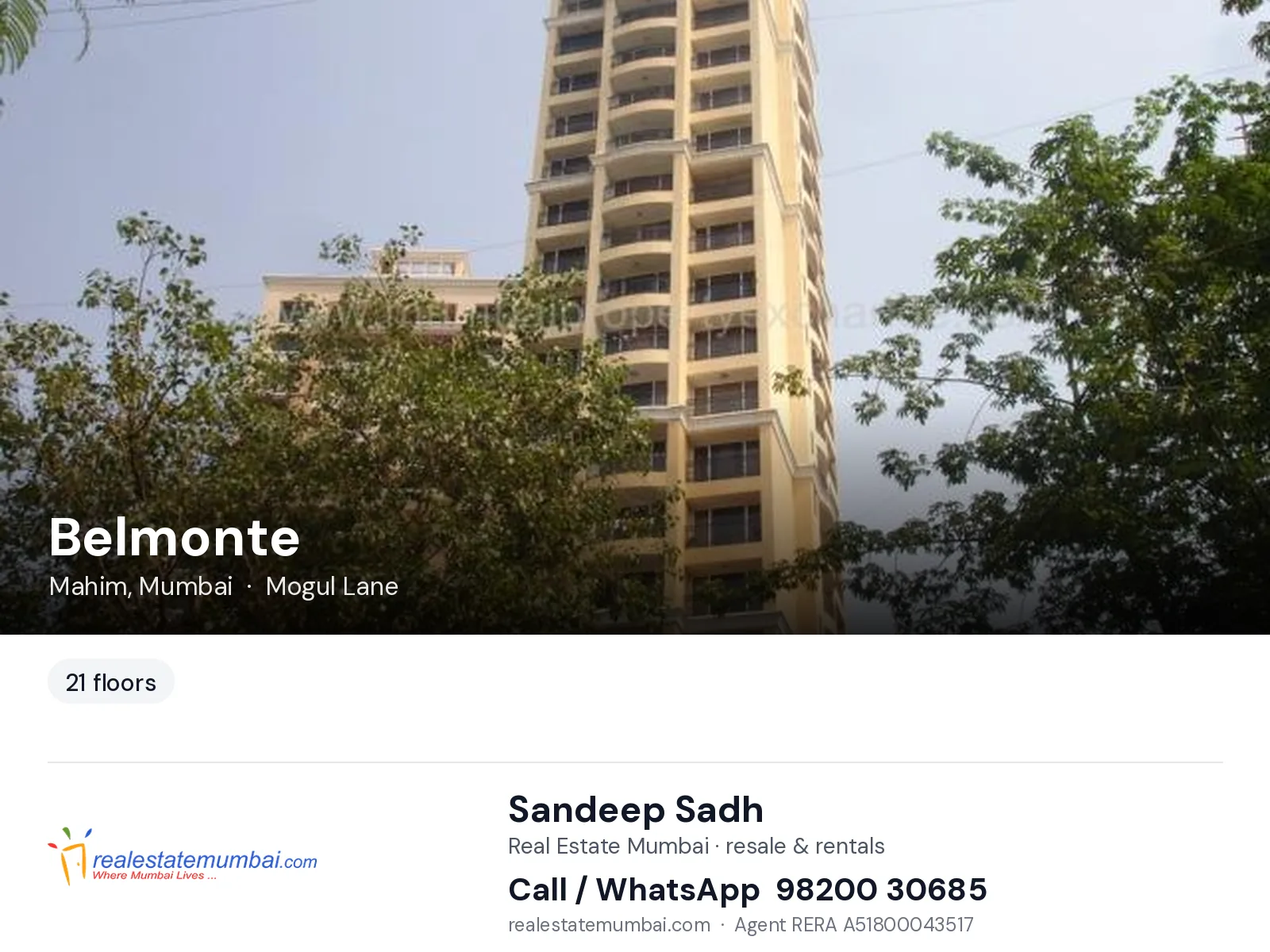 Belmonte, Mahim, Mumbai — flats | Real Estate Mumbai, Sandeep Sadh 98200 30685