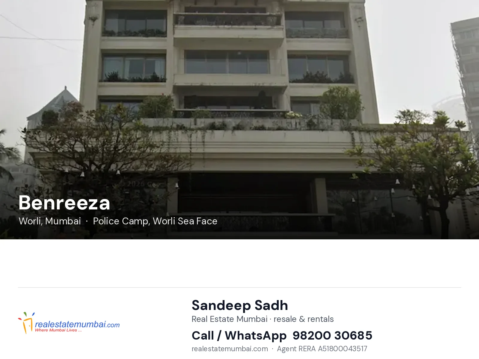 Benreeza, Worli, Mumbai — flats | Real Estate Mumbai, Sandeep Sadh 98200 30685