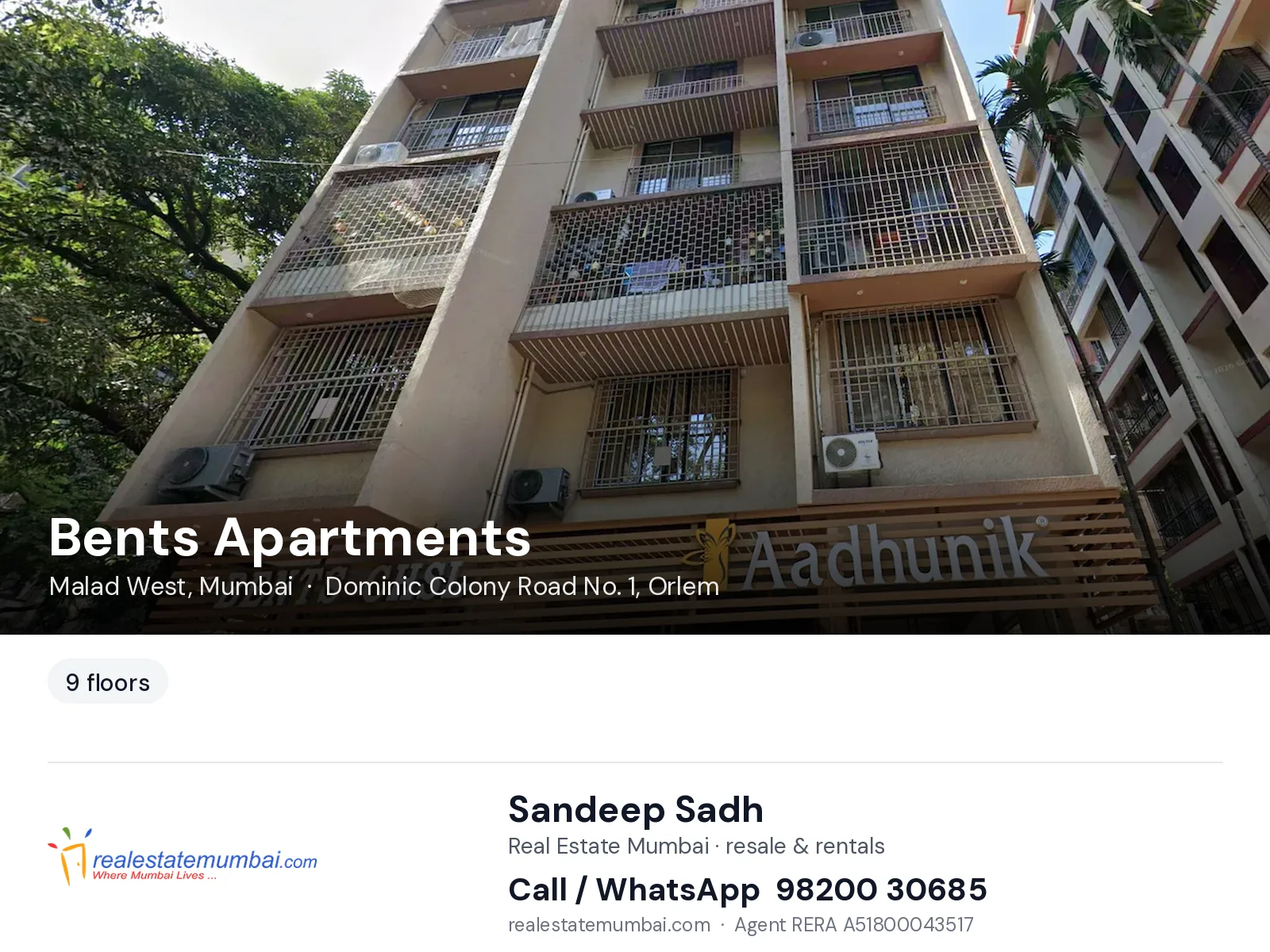Bents Apartments, Malad West, Mumbai — flats | Real Estate Mumbai, Sandeep Sadh 98200 30685