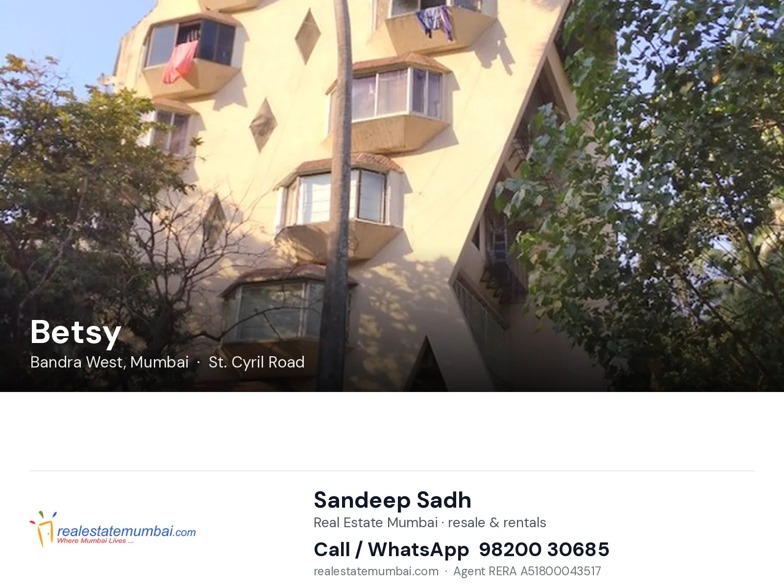 Betsy, Bandra West, Mumbai — flats | Real Estate Mumbai, Sandeep Sadh 98200 30685