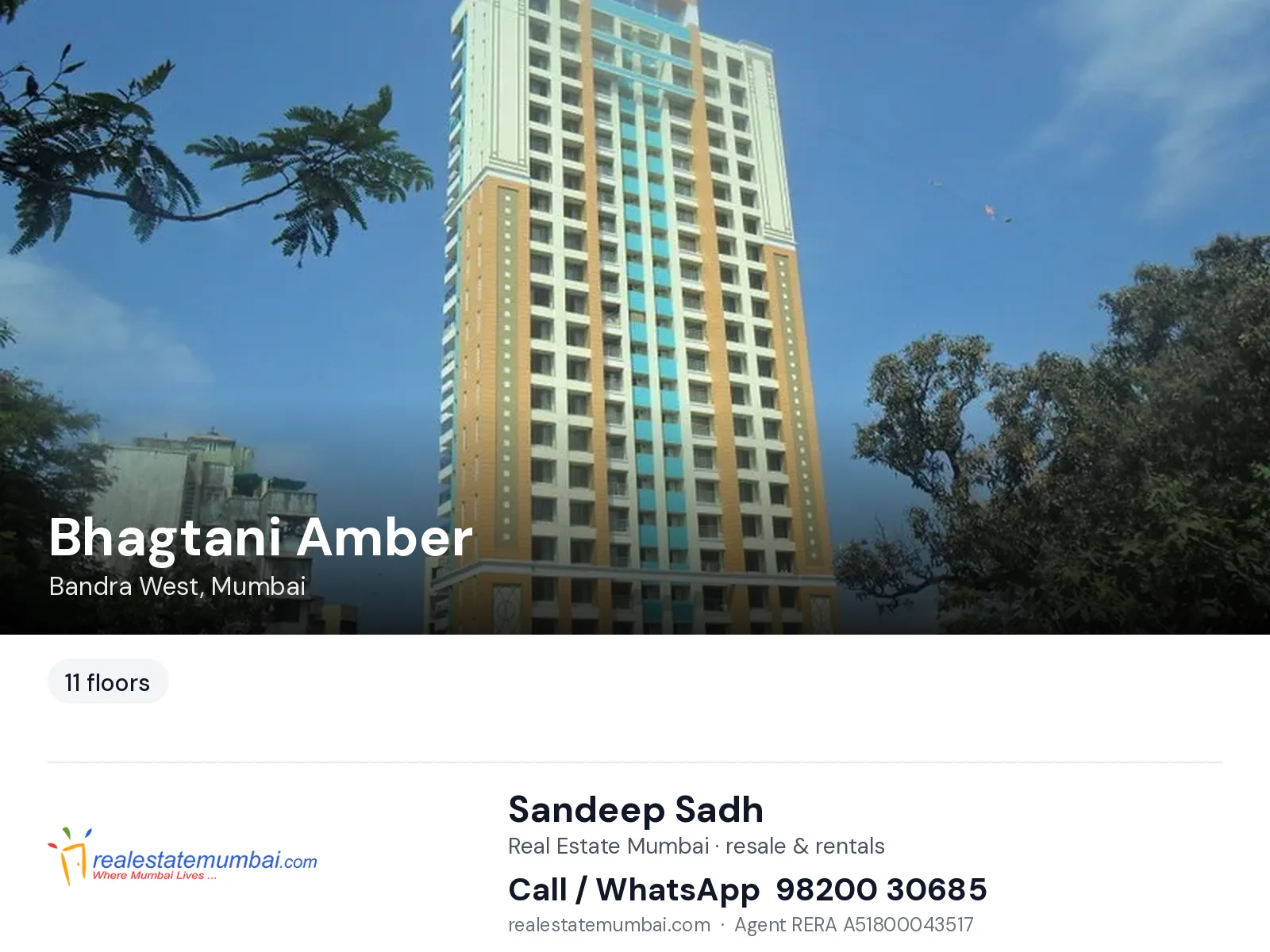 Bhagtani Amber, Bandra West, Mumbai — flats | Real Estate Mumbai, Sandeep Sadh 98200 30685
