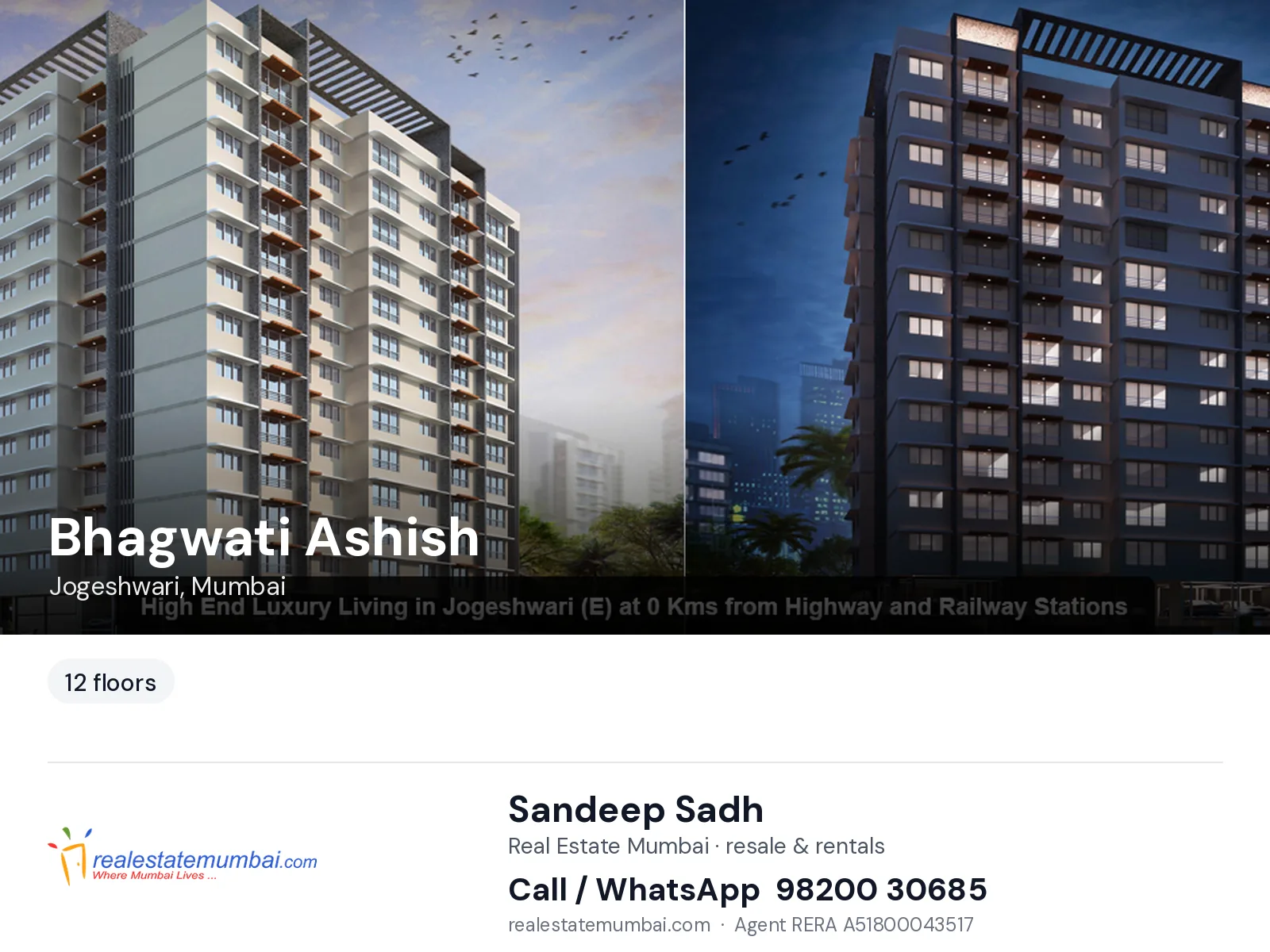 Bhagwati Ashish, Jogeshwari, Mumbai — flats | Real Estate Mumbai, Sandeep Sadh 98200 30685