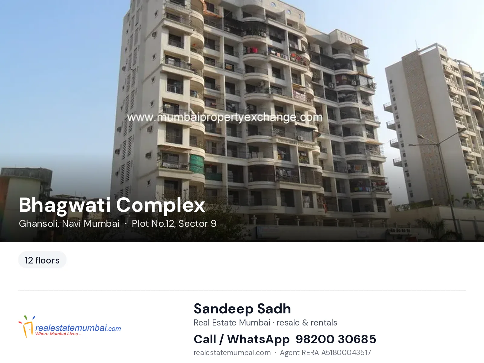 Bhagwati Complex, Ghansoli, Navi Mumbai — flats | Real Estate Mumbai, Sandeep Sadh 98200 30685