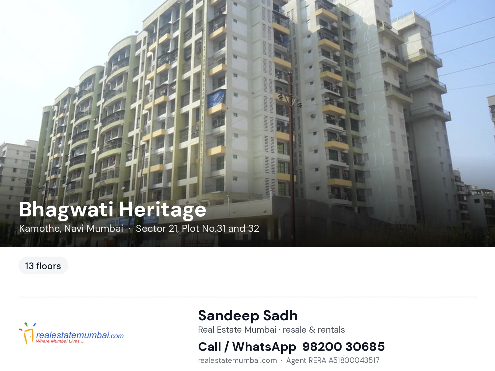Bhagwati Heritage, Kamothe, Navi Mumbai — flats | Real Estate Mumbai, Sandeep Sadh 98200 30685