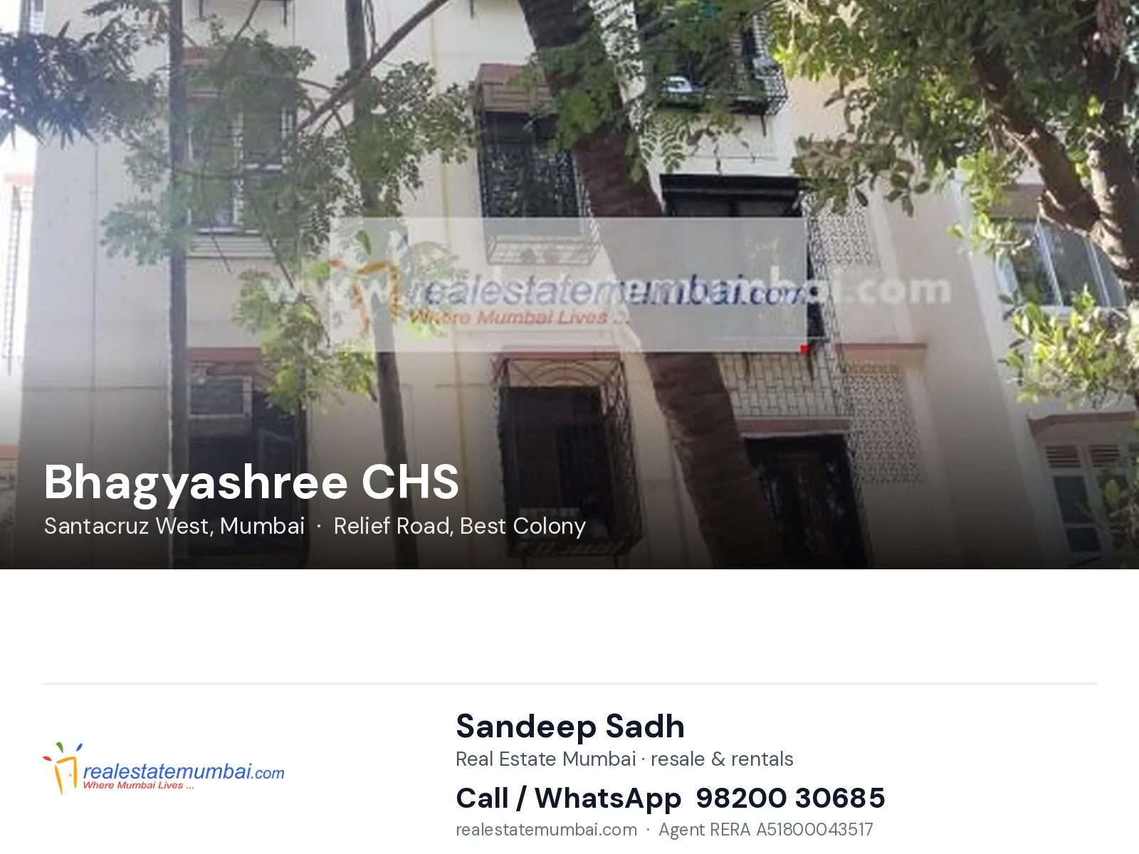 Bhagyashree CHS, Santacruz West, Mumbai — flats | Real Estate Mumbai, Sandeep Sadh 98200 30685