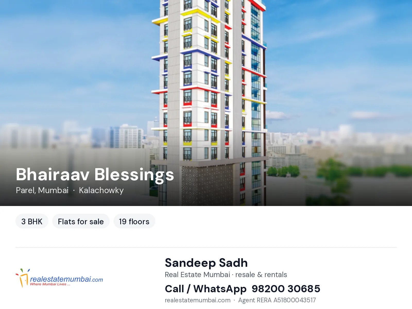Bhairaav Blessings, Parel, Mumbai — 3 BHK flats for sale | Real Estate Mumbai, Sandeep Sadh 98200 30685