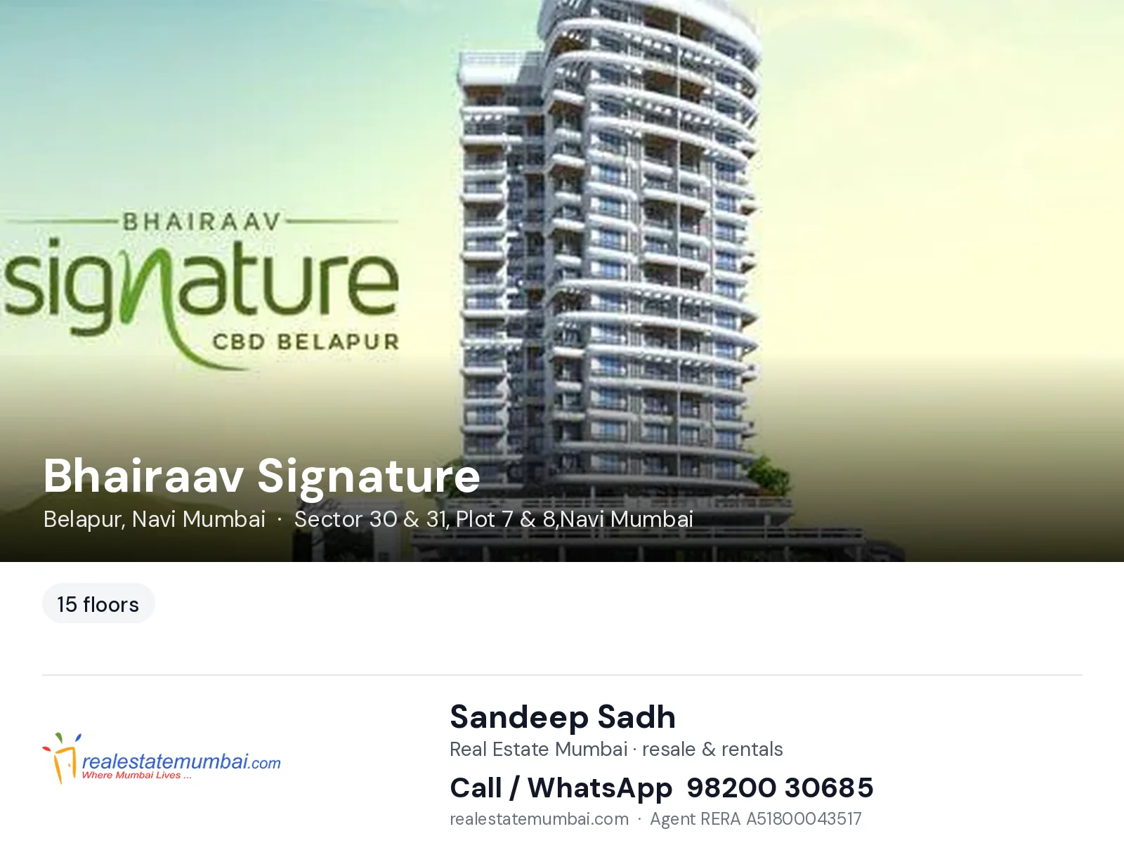 Bhairaav Signature, Belapur, Navi Mumbai — flats | Real Estate Mumbai, Sandeep Sadh 98200 30685