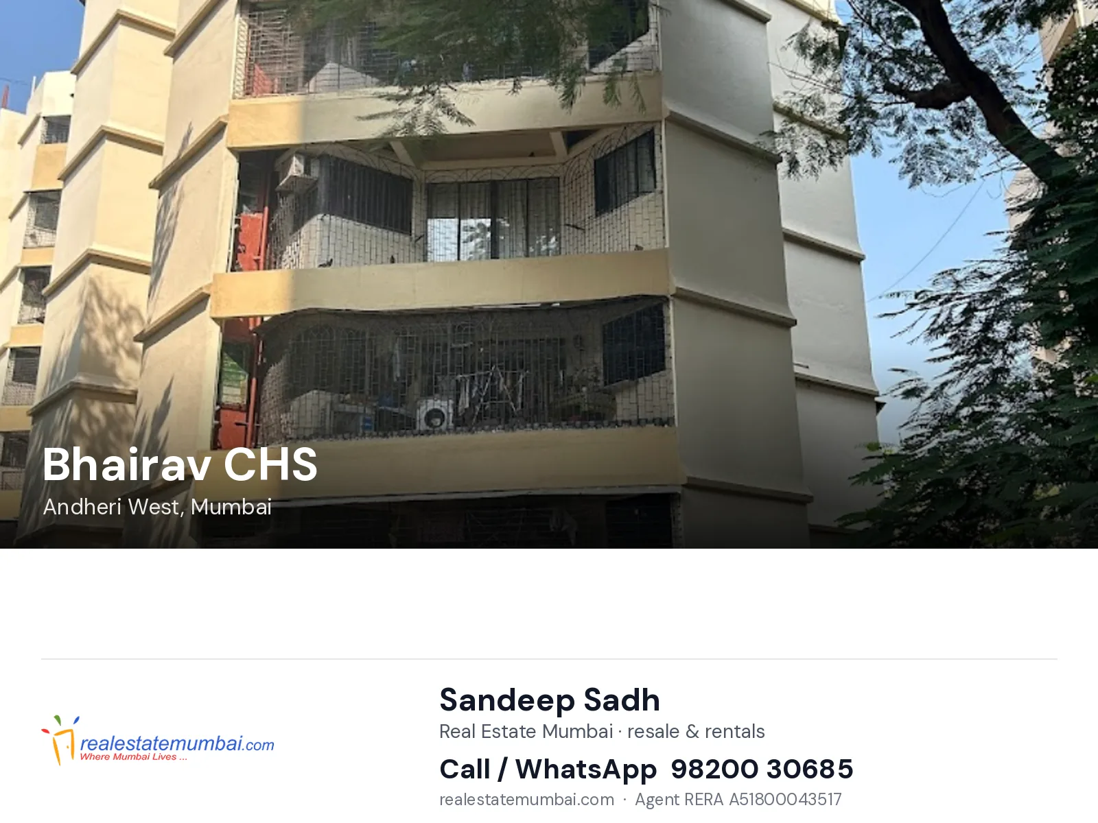 Bhairav CHS, Andheri West, Mumbai — flats | Real Estate Mumbai, Sandeep Sadh 98200 30685